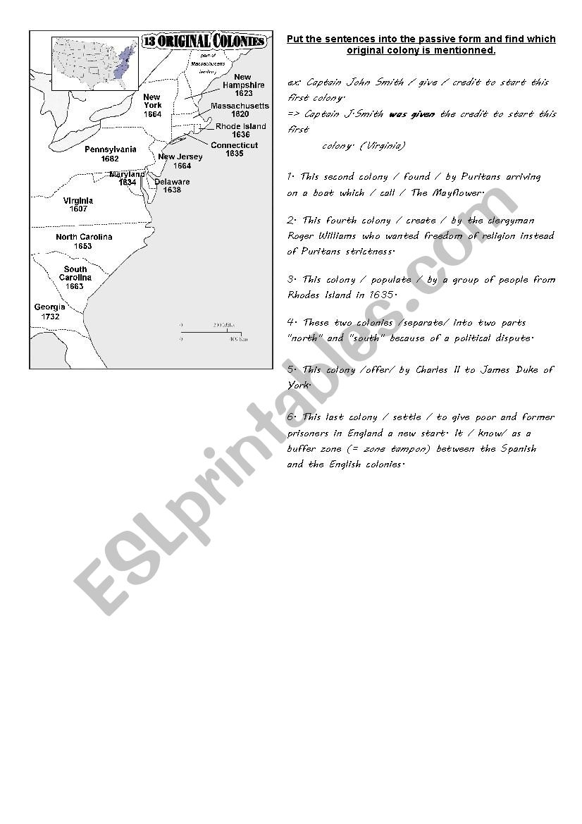 13 Colonies Map Blank Printable