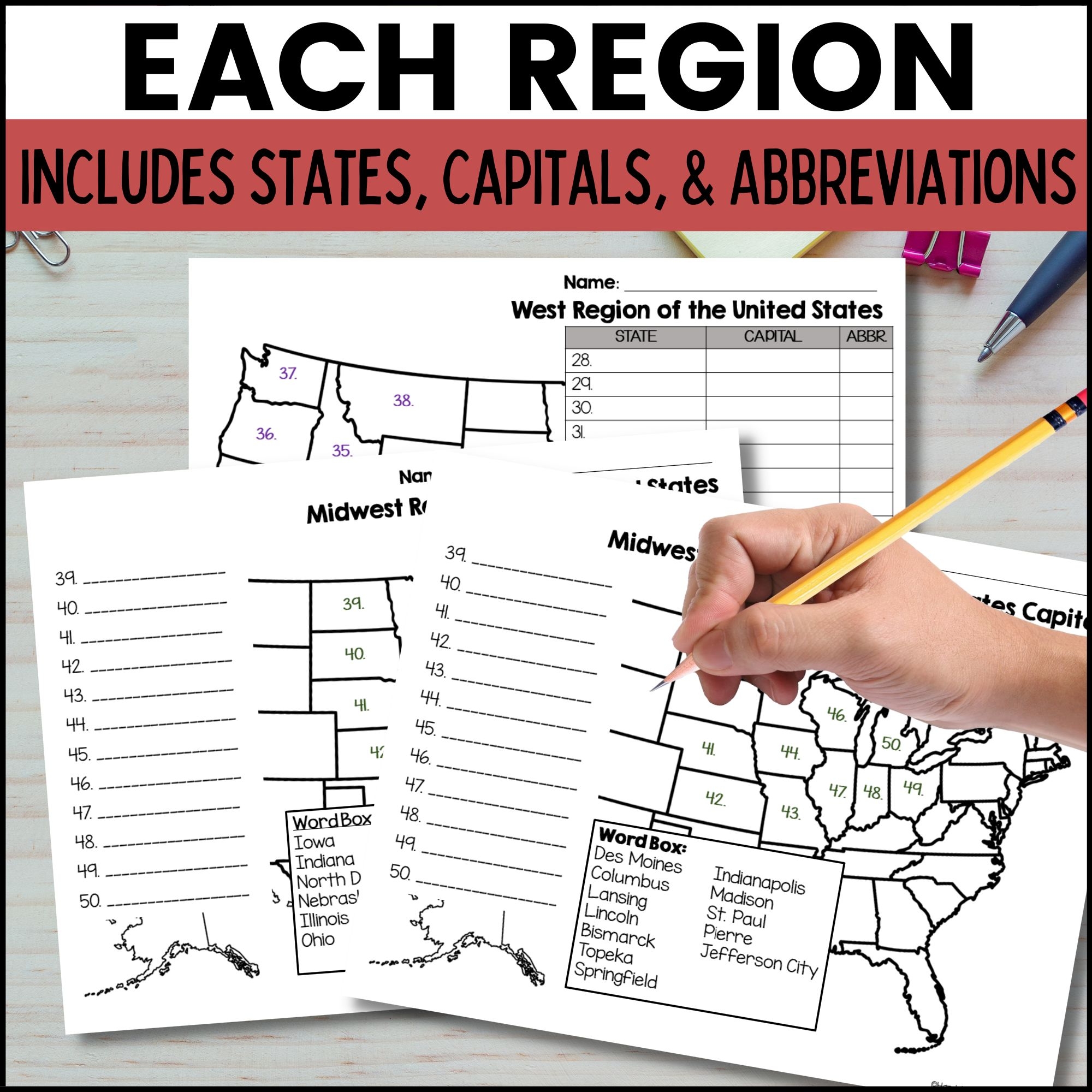 United States Map With Capitals Printable