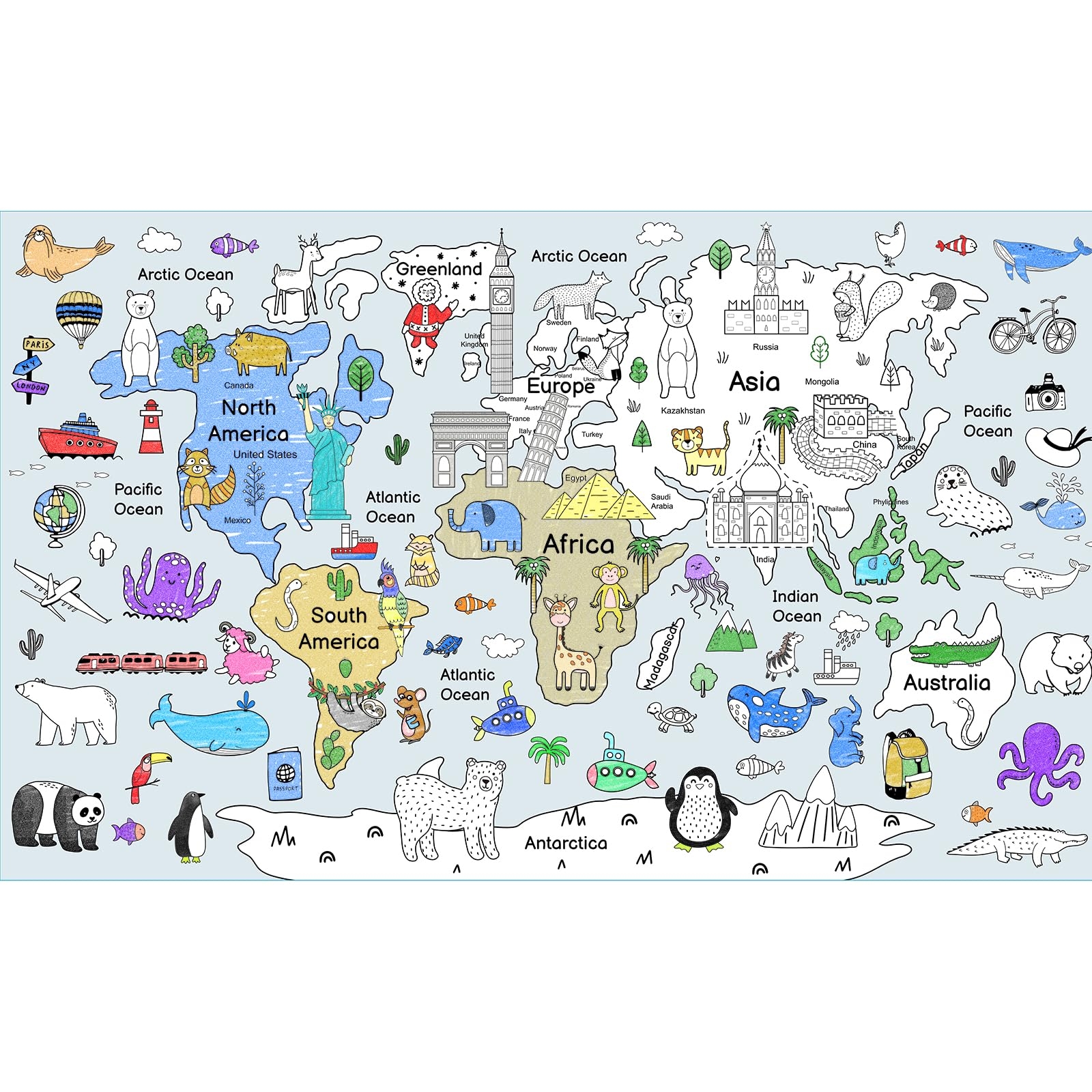 World Map In Color Printable