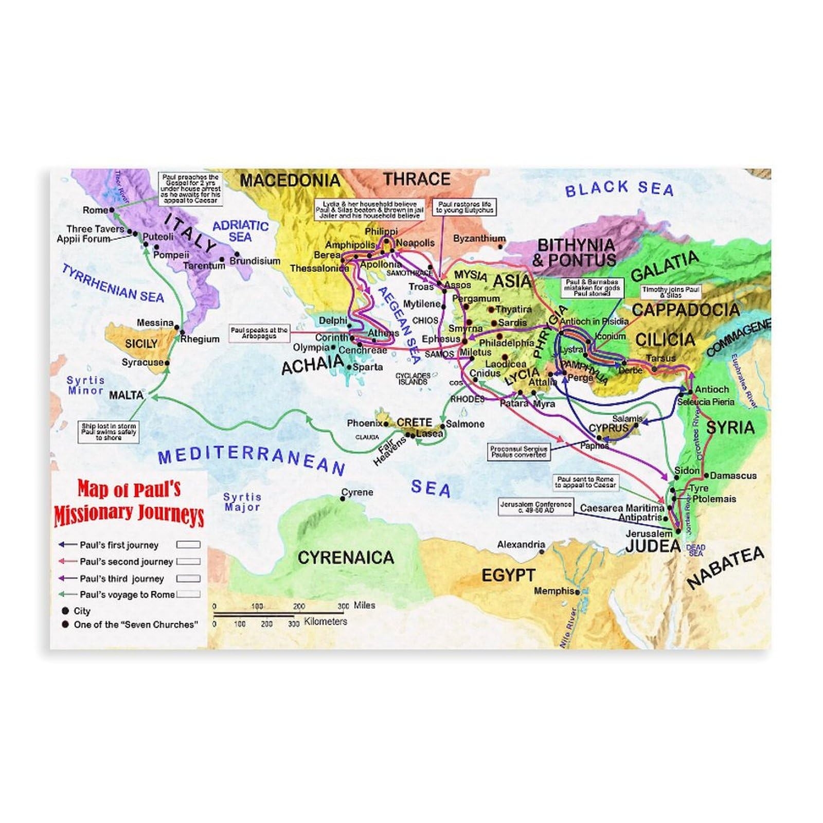 Amazon Paul Missionary Journeys Canvas Poster Wall Art Print Picture Bible Story Map Poster For Classroom And Religious Home Decor 08x12inch 20x30cm Unframe Office Products