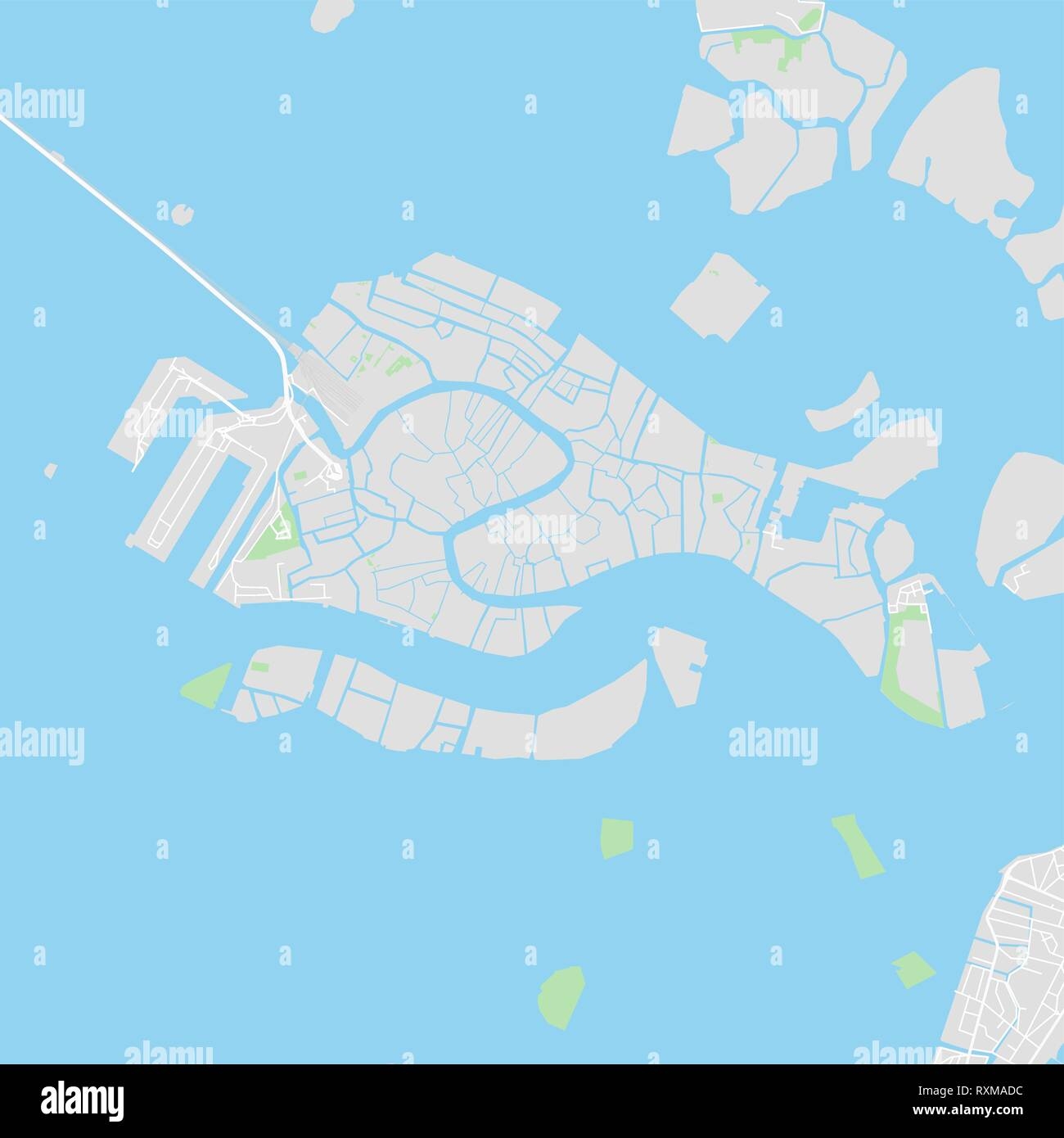 Downtown Vector Map Of Venice Italy This Printable Map Of Venice Contains Lines And Classic Colored Shapes For Land Mass Parks Water Major And Mi Stock Vector Image Art Alamy