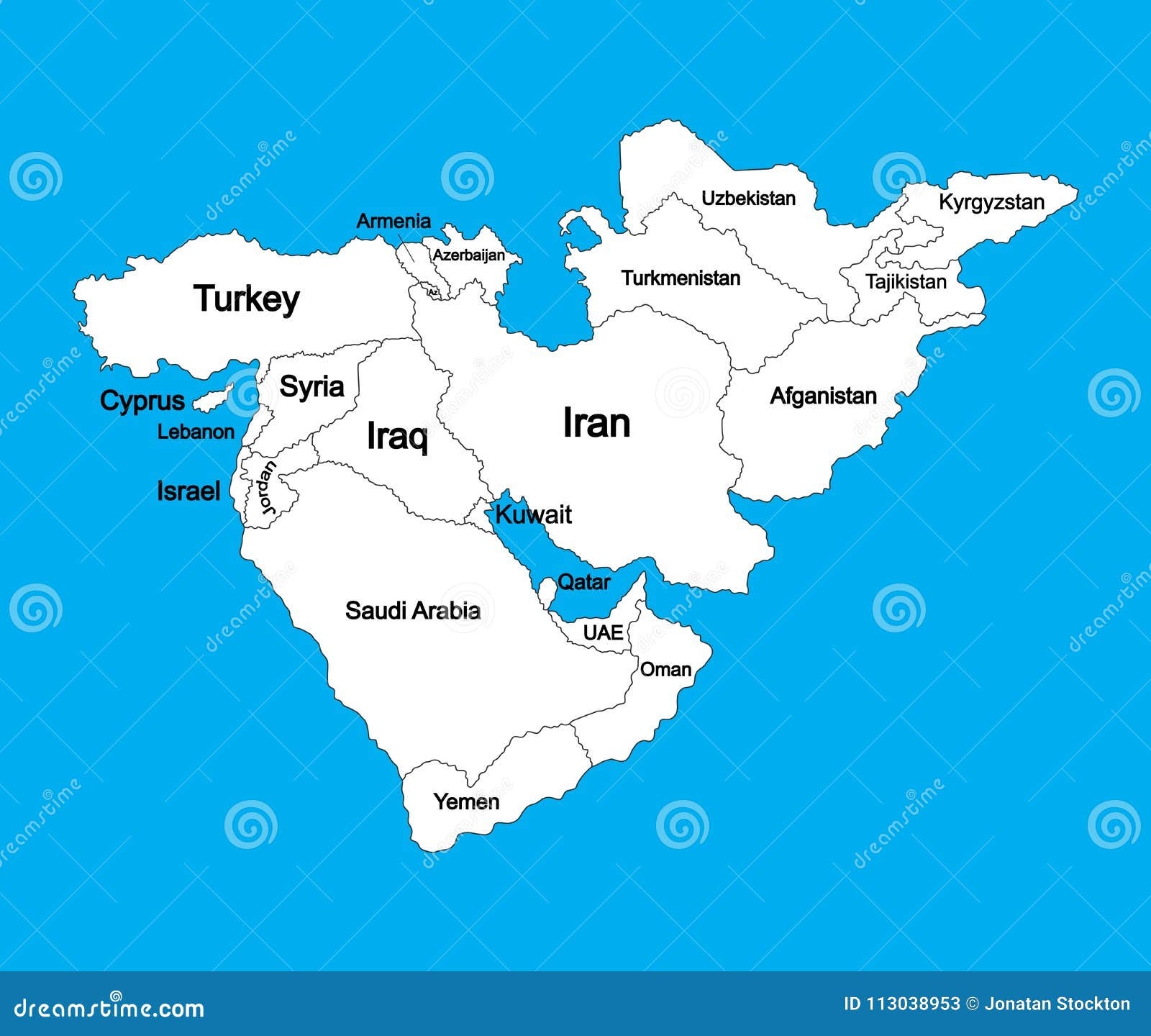 Editable Blank Vector Map Of Middle East Isolated On Background Stock Vector Illustration Of Jewish Iraq 113038953