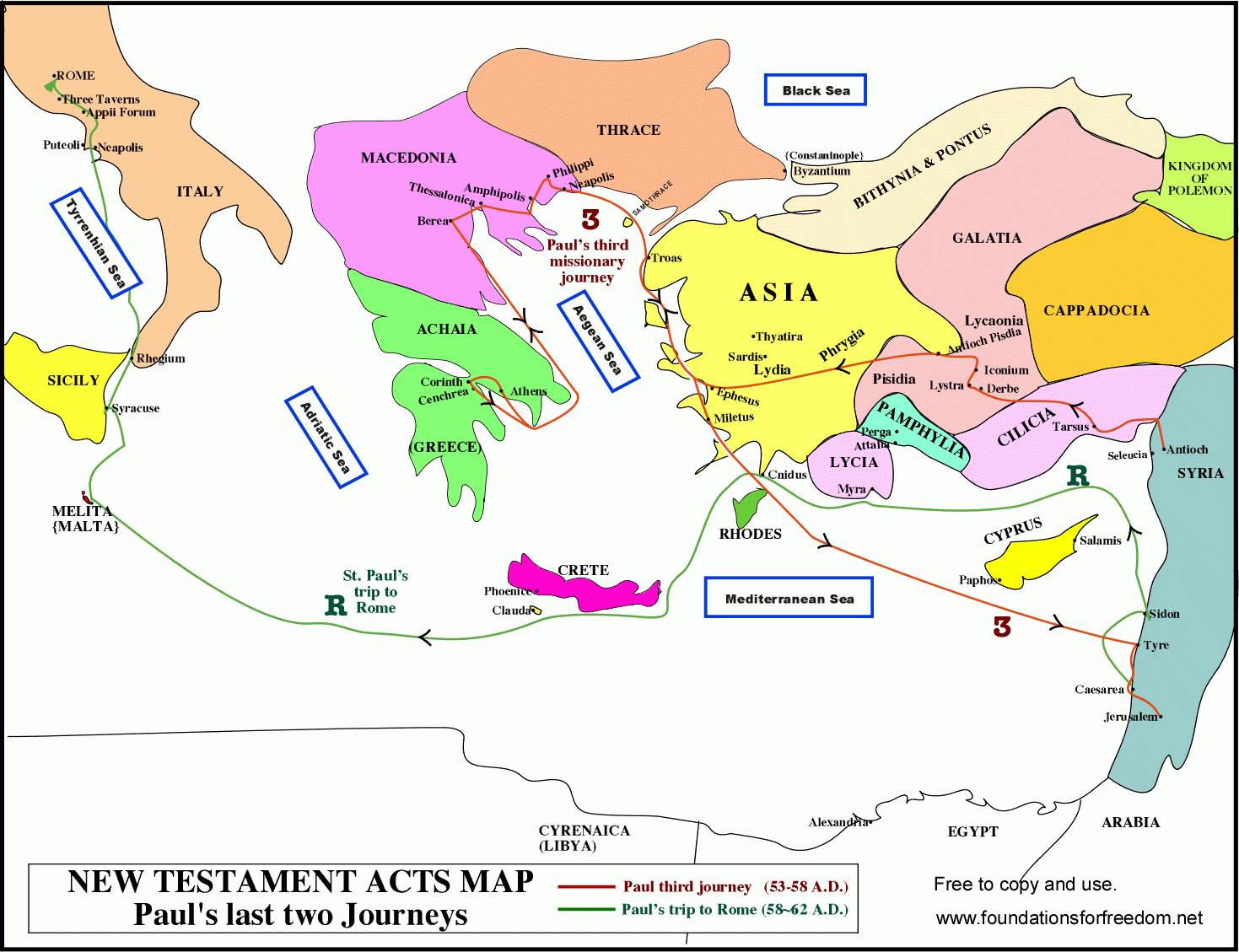 Free Acts Map Paul s Third Rome Missionary Journeys With Blank Map
