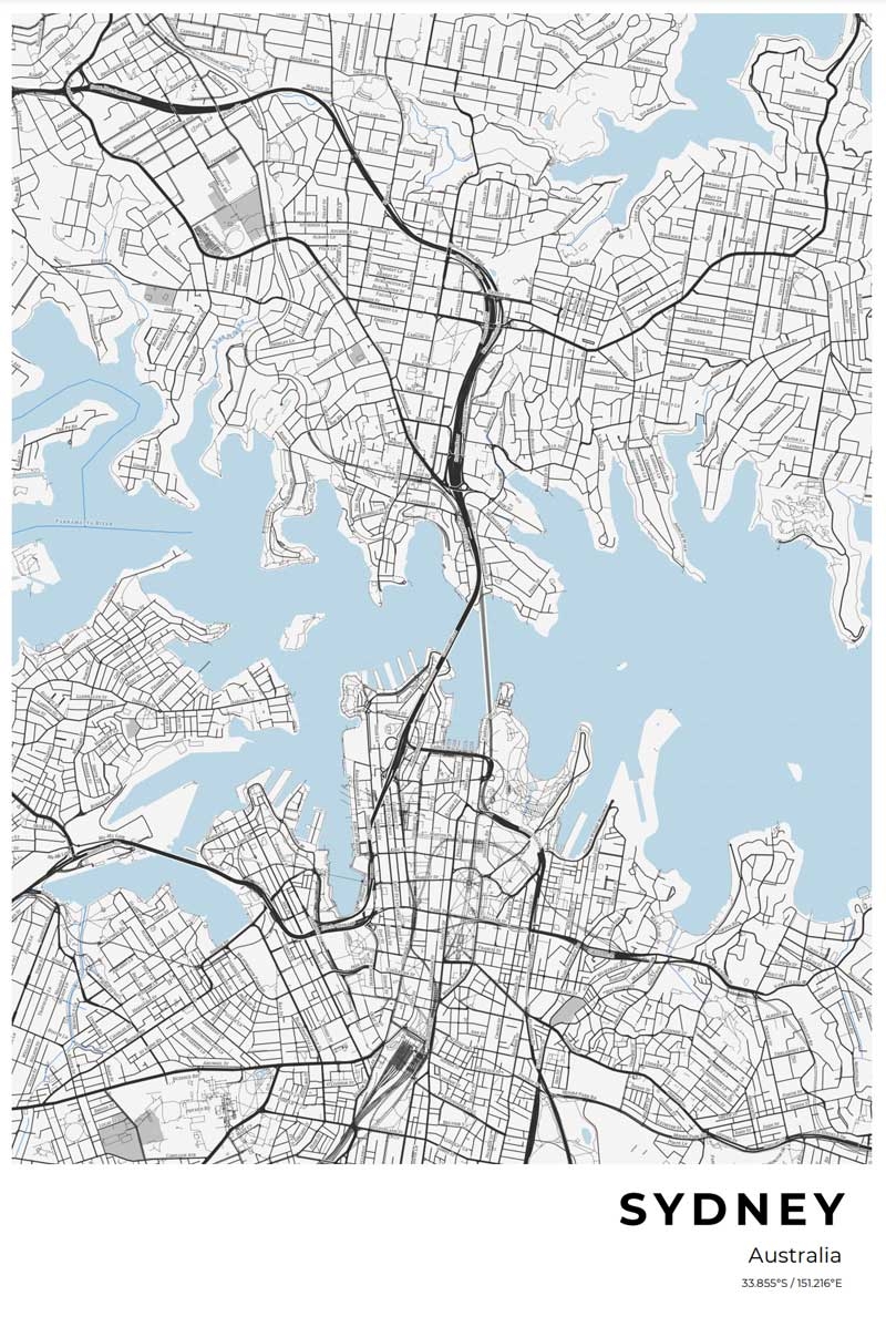 Free Sydney Street Map Poster Craft Oak