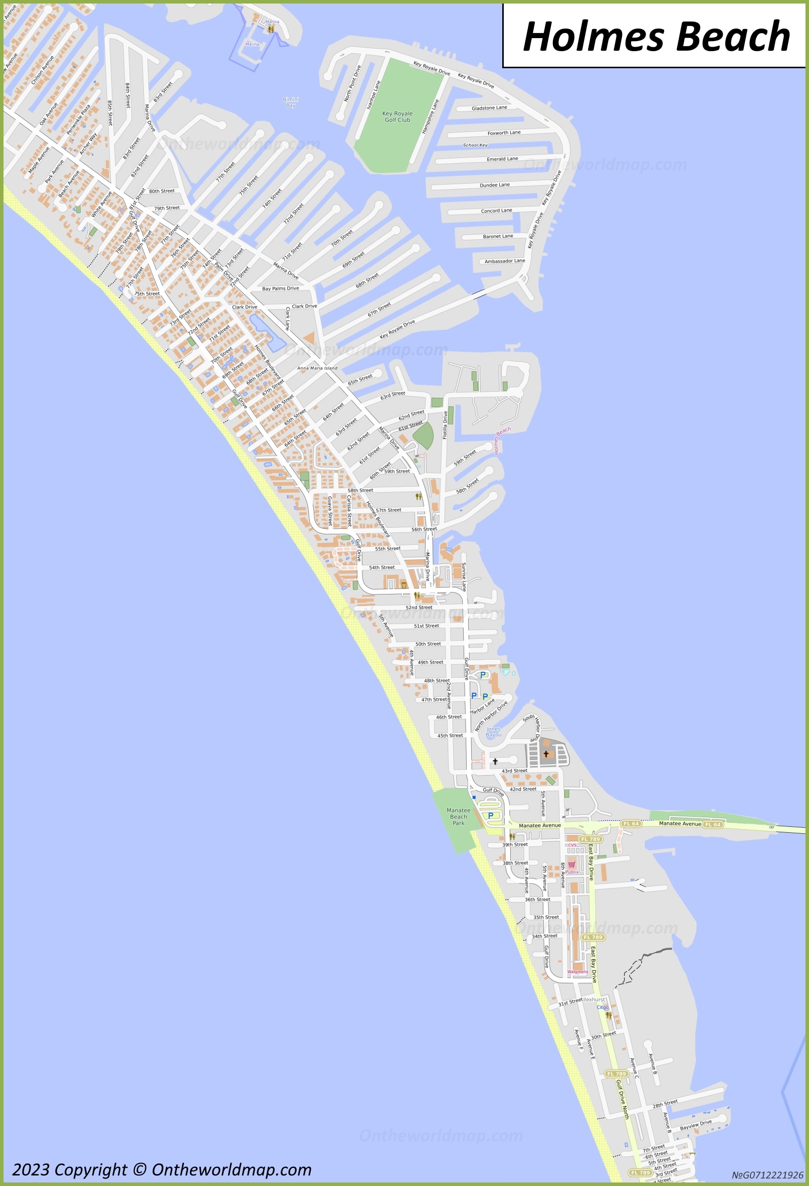 Holmes Beach Map Florida Ontheworldmap