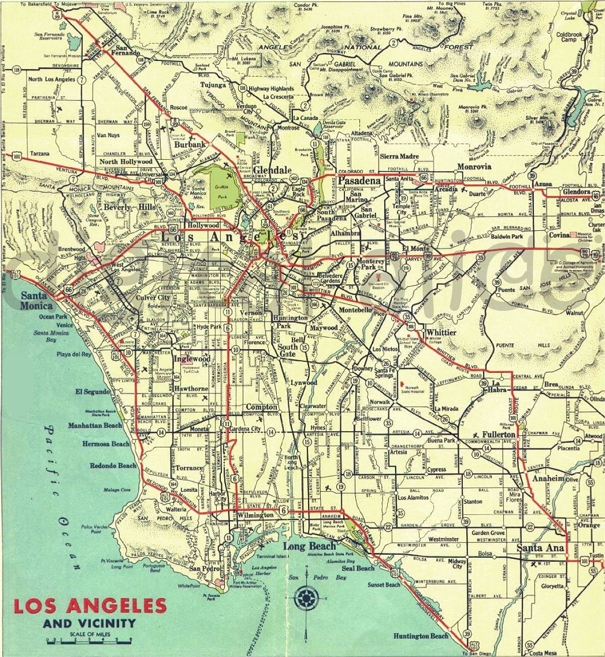 Los Angeles Digital Map Printable Map Download City Of LA Colorful Antique Map Instant Download Digital Printable Map Etsy