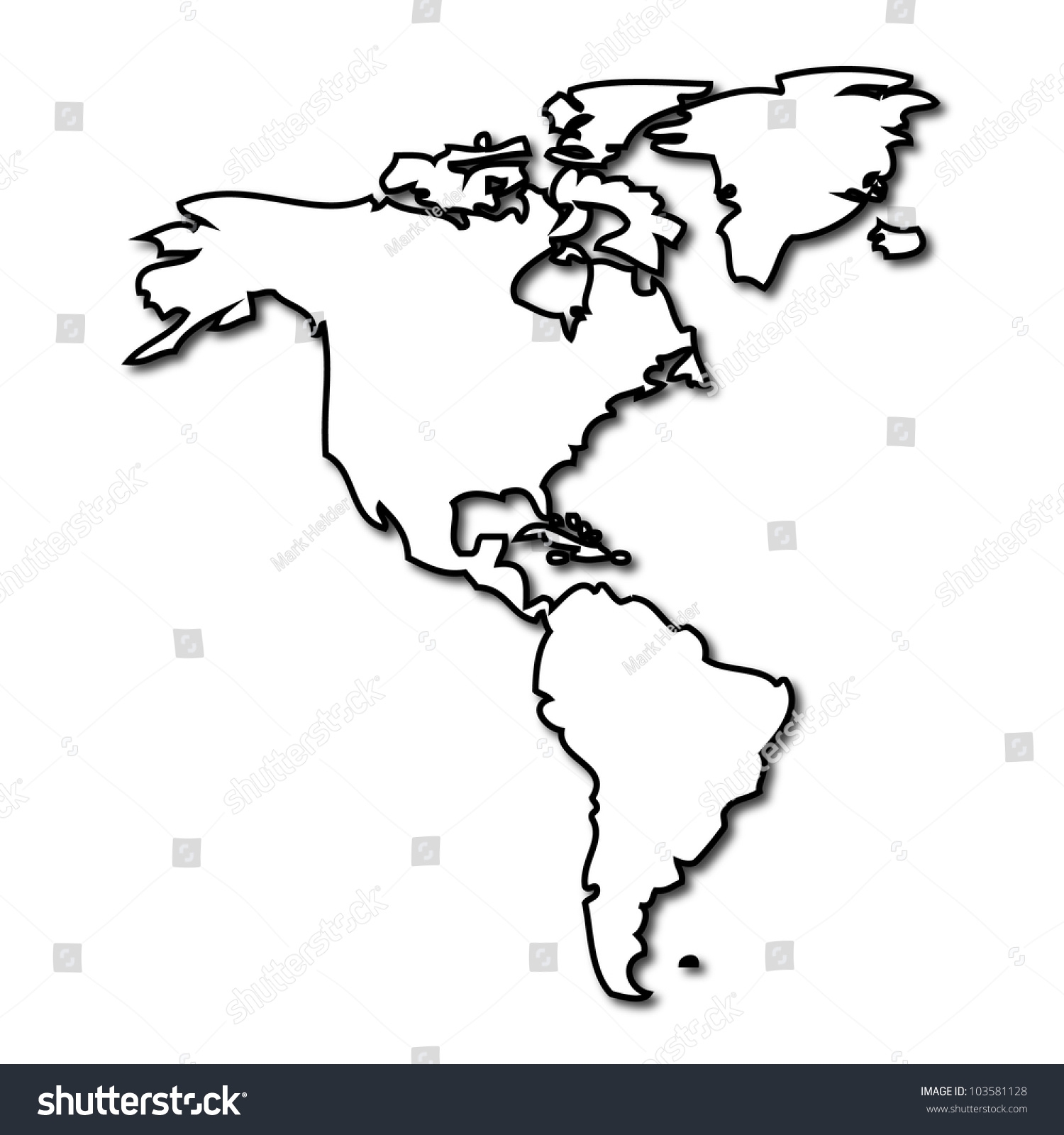Map North South America Stock Vektorgrafik Lizenzfrei 103581128 Shutterstock