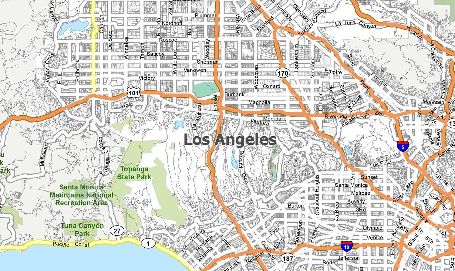 Printable Map Of Los Angeles Area