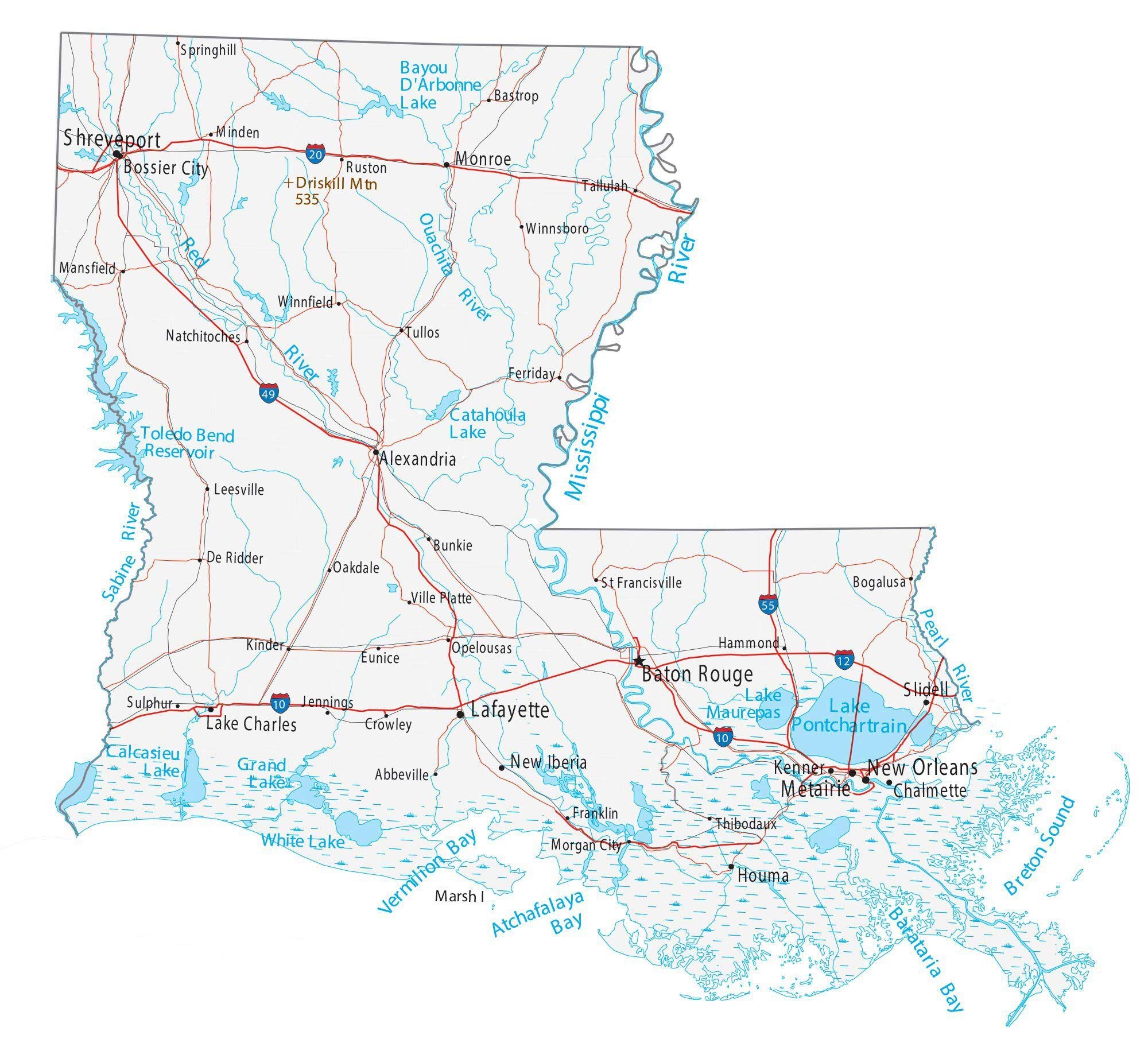 Map Of Louisiana Cities And Roads GIS Geography