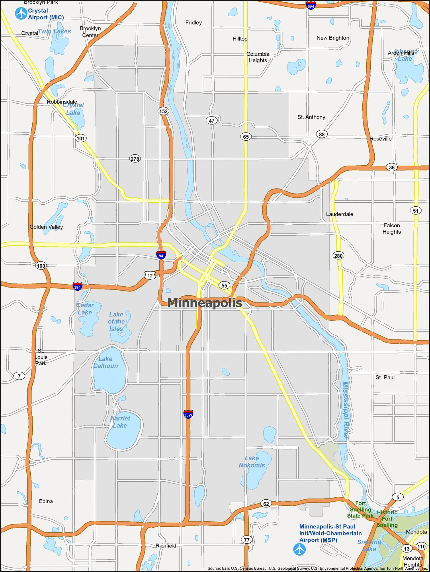Printable Map Of Twin Cities Metro Area