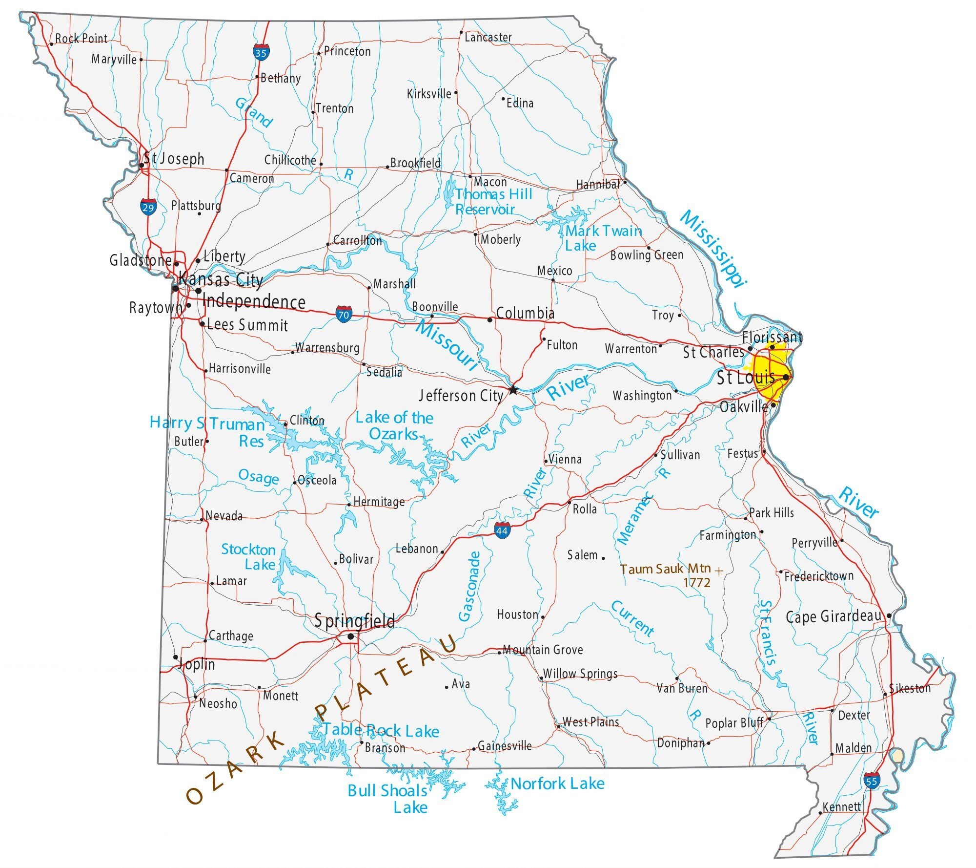 Map Of Missouri Cities And Roads GIS Geography