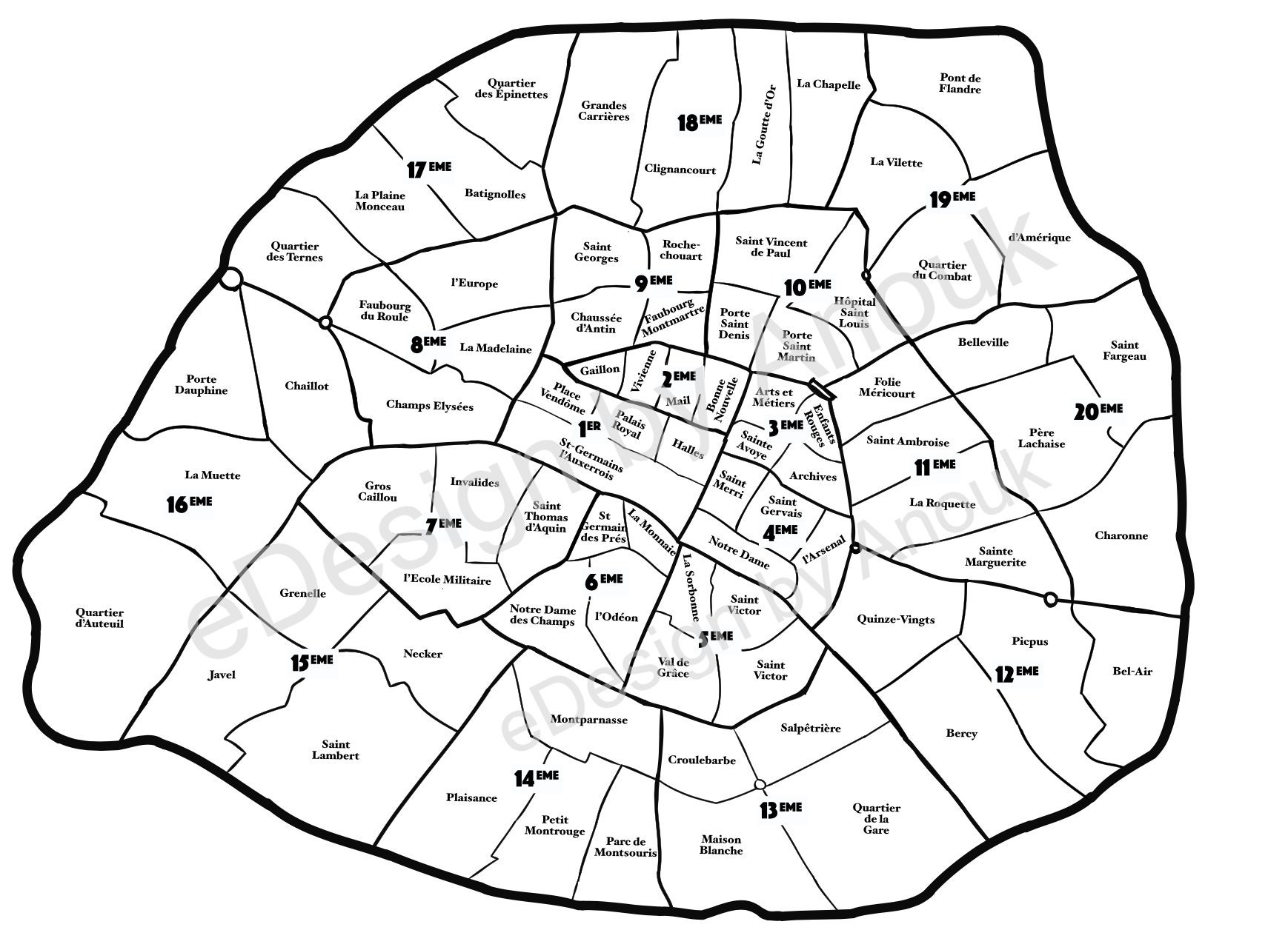 Printable Map Of Paris Arrondissements
