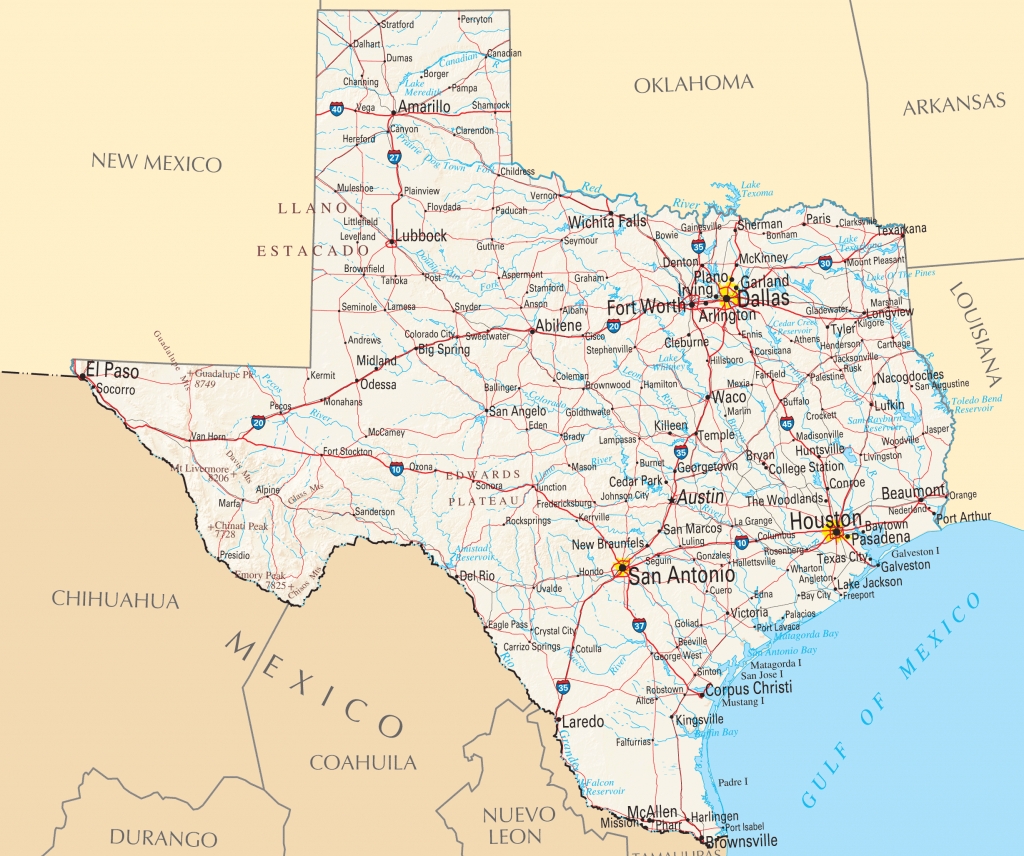 Free Printable Map Of Texas