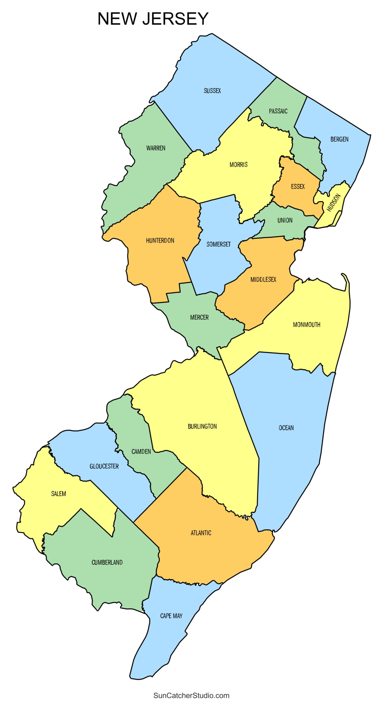 New Jersey County Map Printable State Map With County Lines Free Printables Monograms Design Tools Patterns DIY Projects