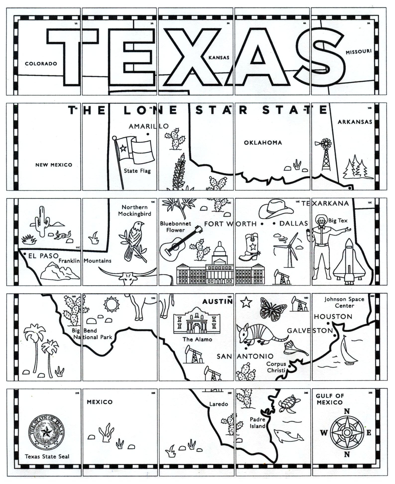 Printable Map Of Texas For Kids With Cities To Color