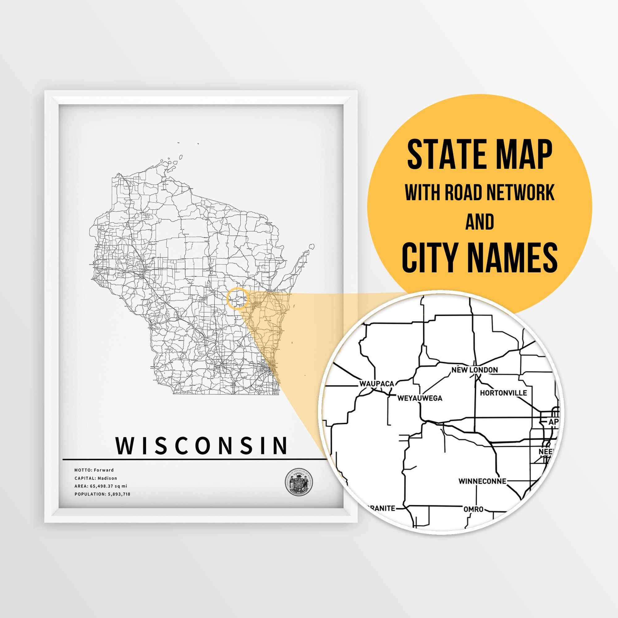 Wisconsin State Map Printable