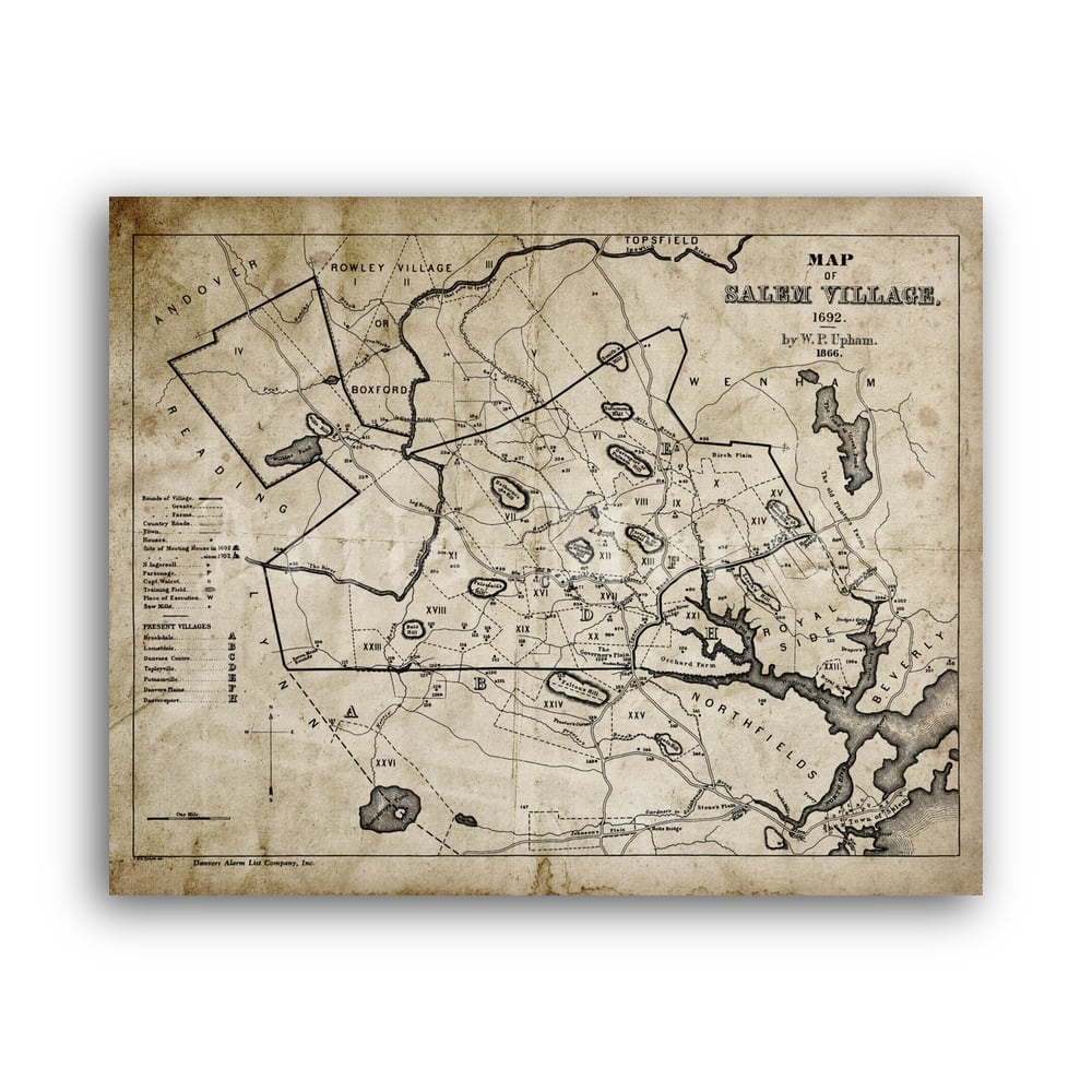 Printable Salem Village 1692 Map Witch Trials Medieval Inquisition