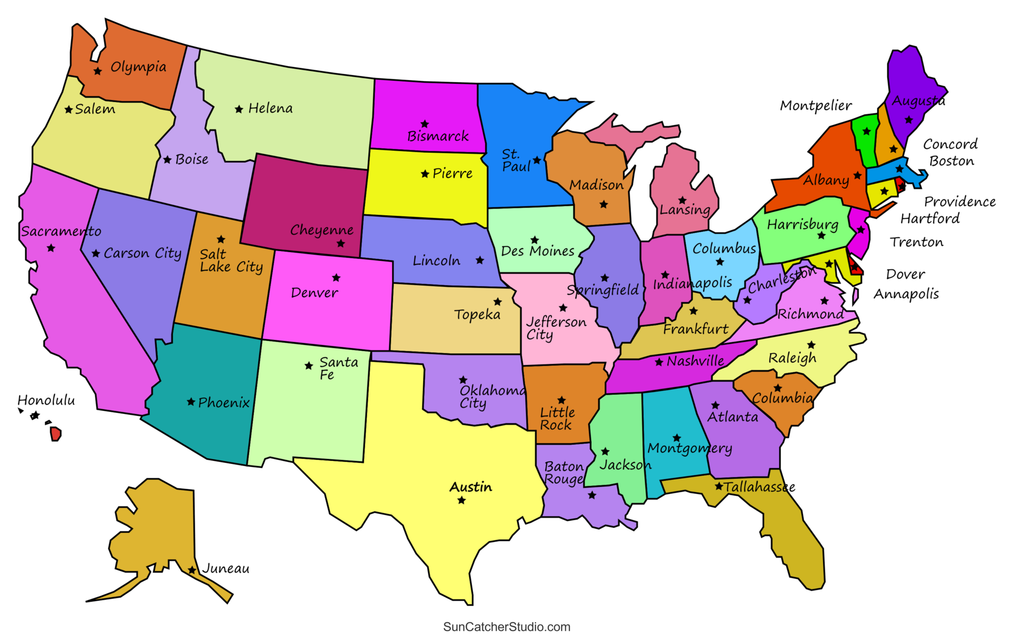 Printable US Maps With States USA United States America Free Printables Monograms Design Tools Patterns DIY Projects