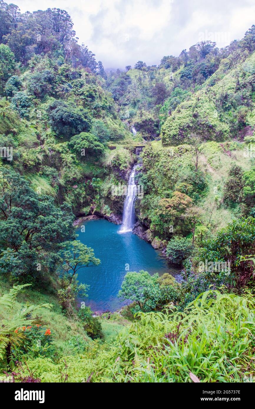 Road To Hana Wailuaiki Falls Between Mile Markers 21 And 22 Along Hana Highway In East Maui Hawaii Stock Photo Alamy
