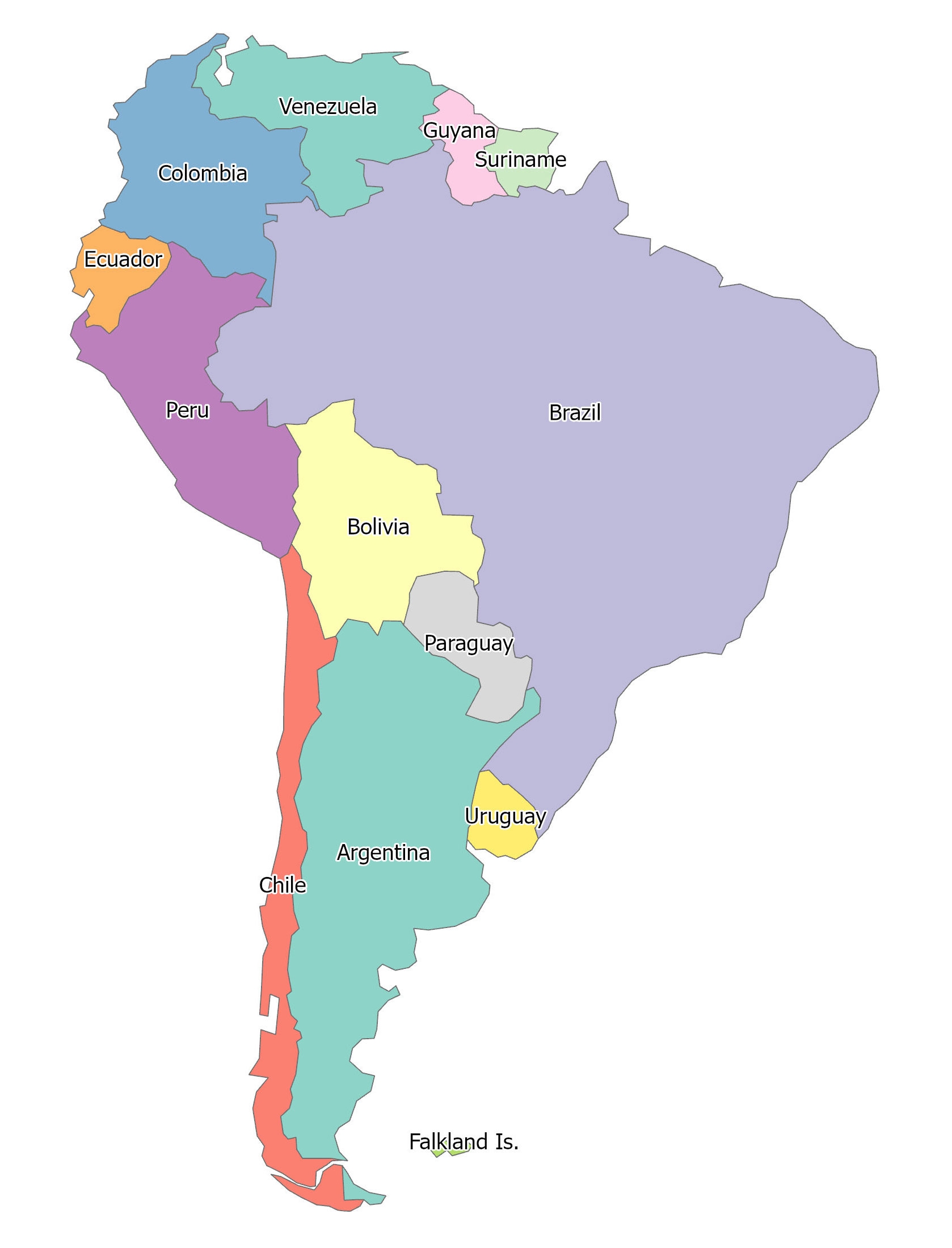 Map Of South America Blank Printable
