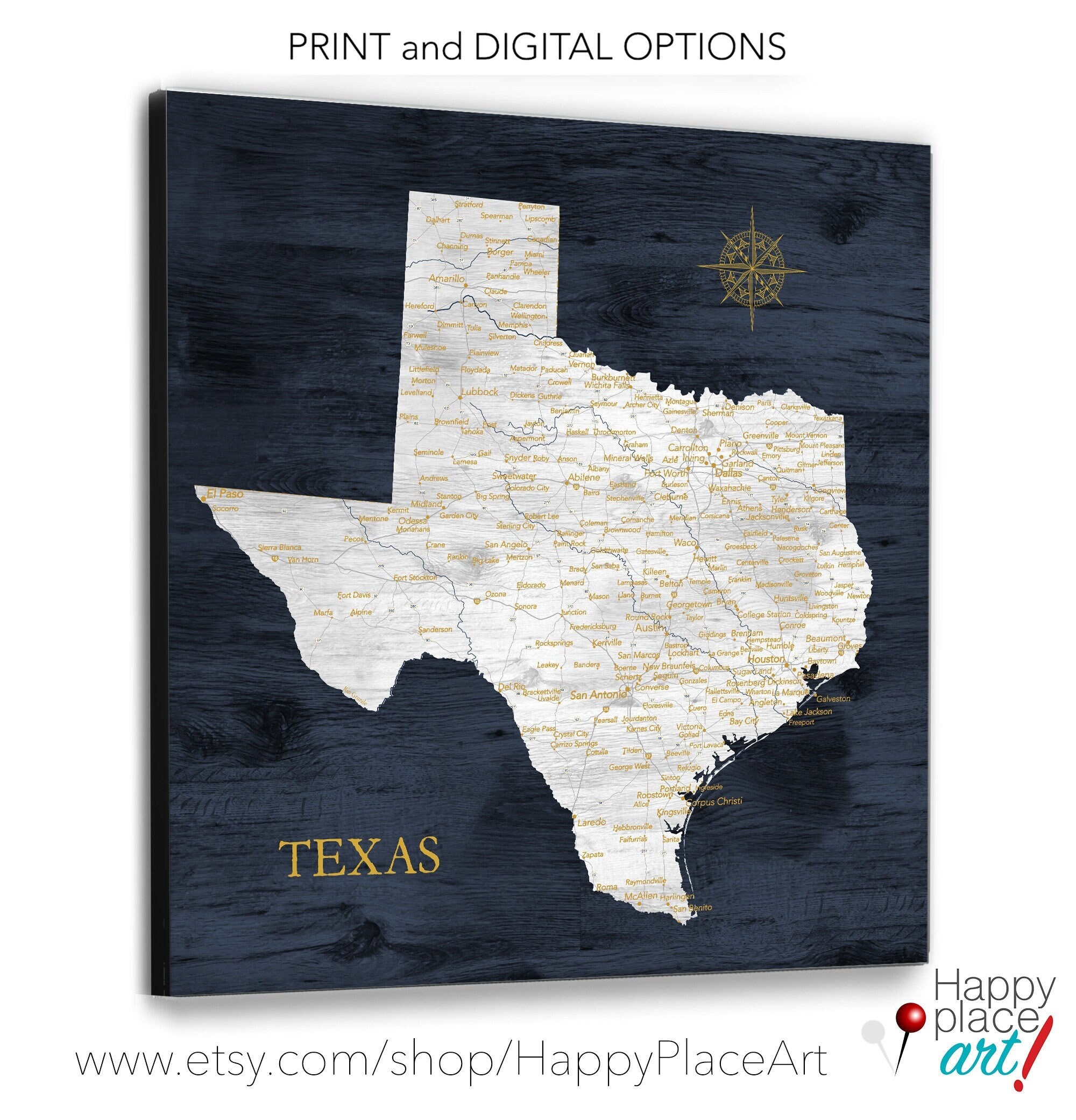 Texas Map Detailed Texas State Push Pin Map Anniversary Gift Canvas Texas Optional Personalization Gift Husband Large Framed Texas Map Etsy