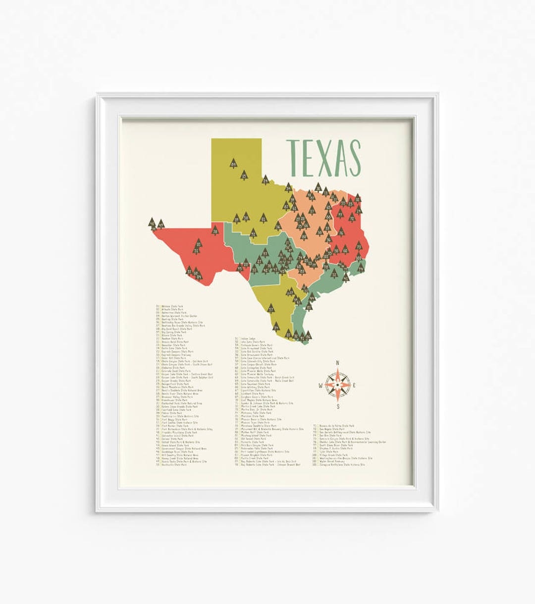 TEXAS PARKS Texas State Park Map Texas Nursery Map 2 Printable Files JPEG Download And Print Any Size Between 5 x7 And 16 x20 Etsy