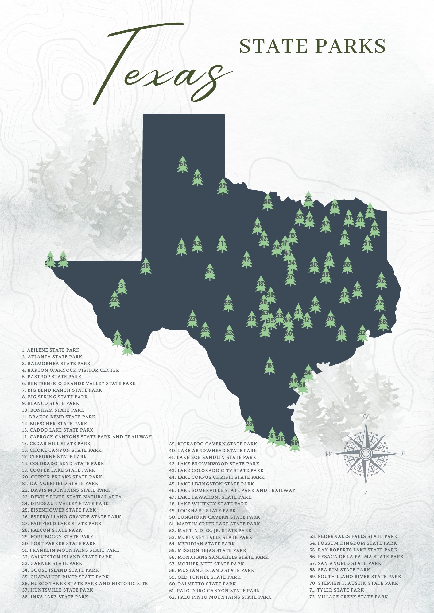 Texas State Park Map Adventure In The Lone Star State