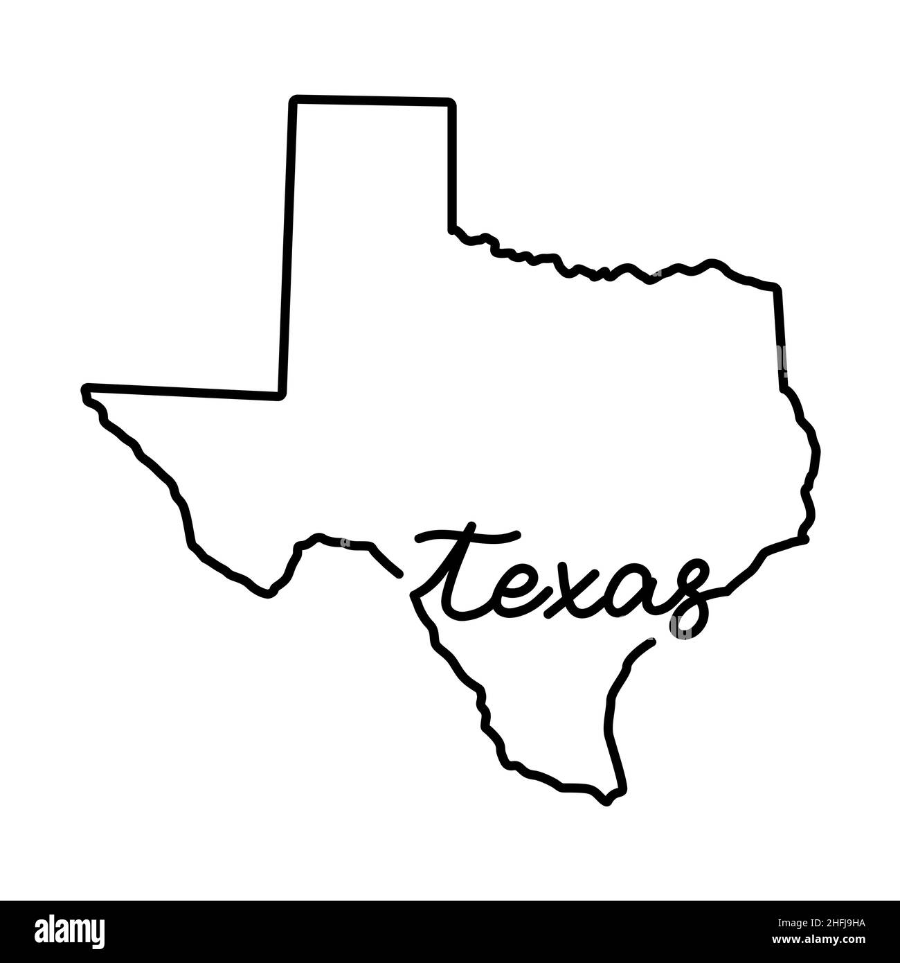 Texas US State Outline Map With The Handwritten State Name Continuous Line Drawing Of Patriotic Home Sign A Love For A Small Homeland T shirt Print Stock Vector Image Art Alamy