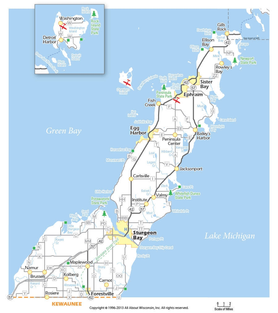 Printable Map Of Door County