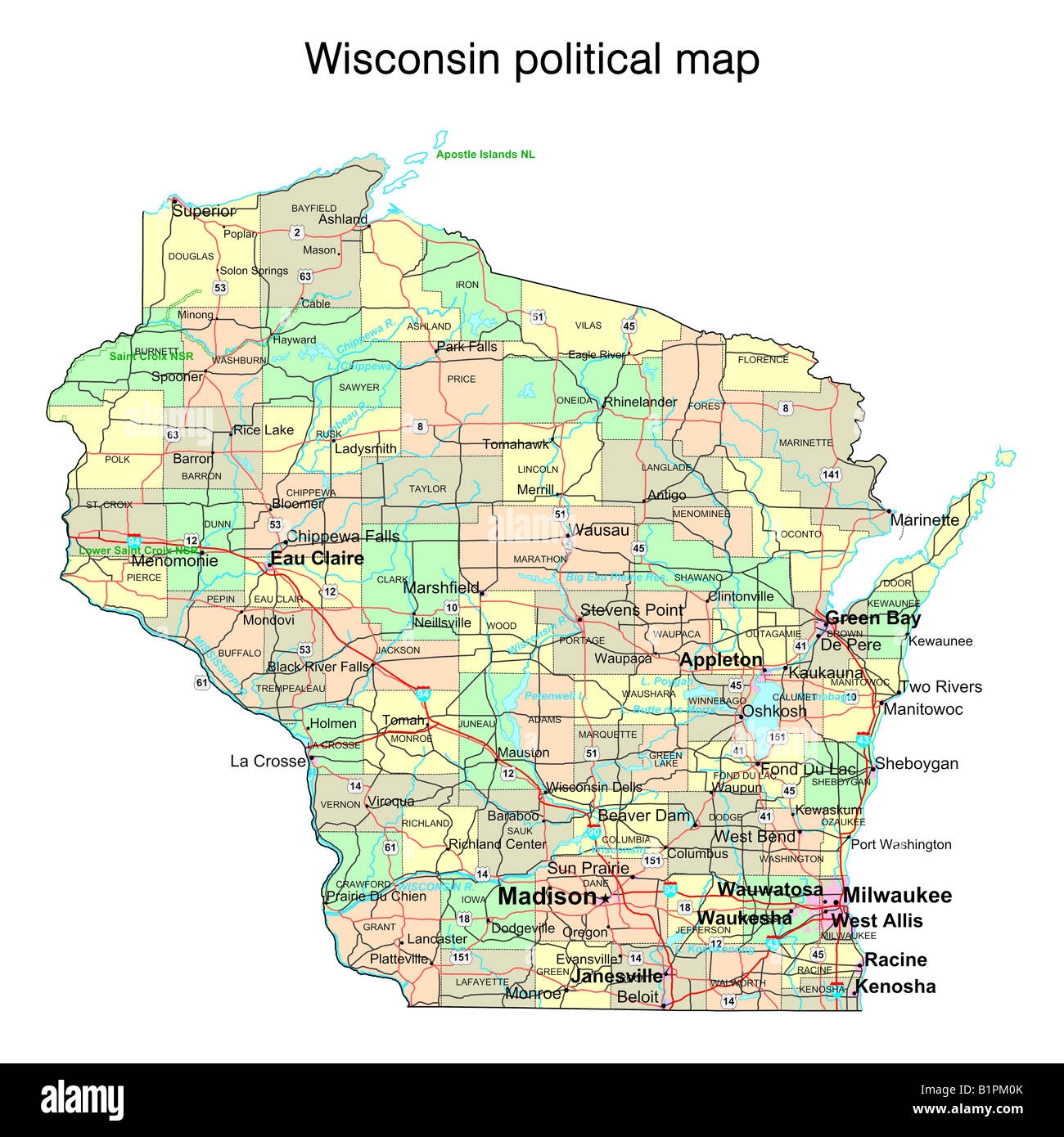 Wisconsin State Map Hi res Stock Photography And Images Alamy
