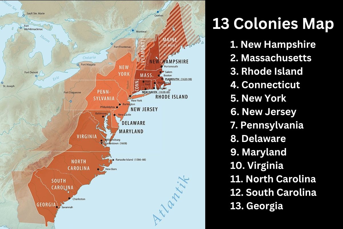 Free Printable 13 Colonies Map