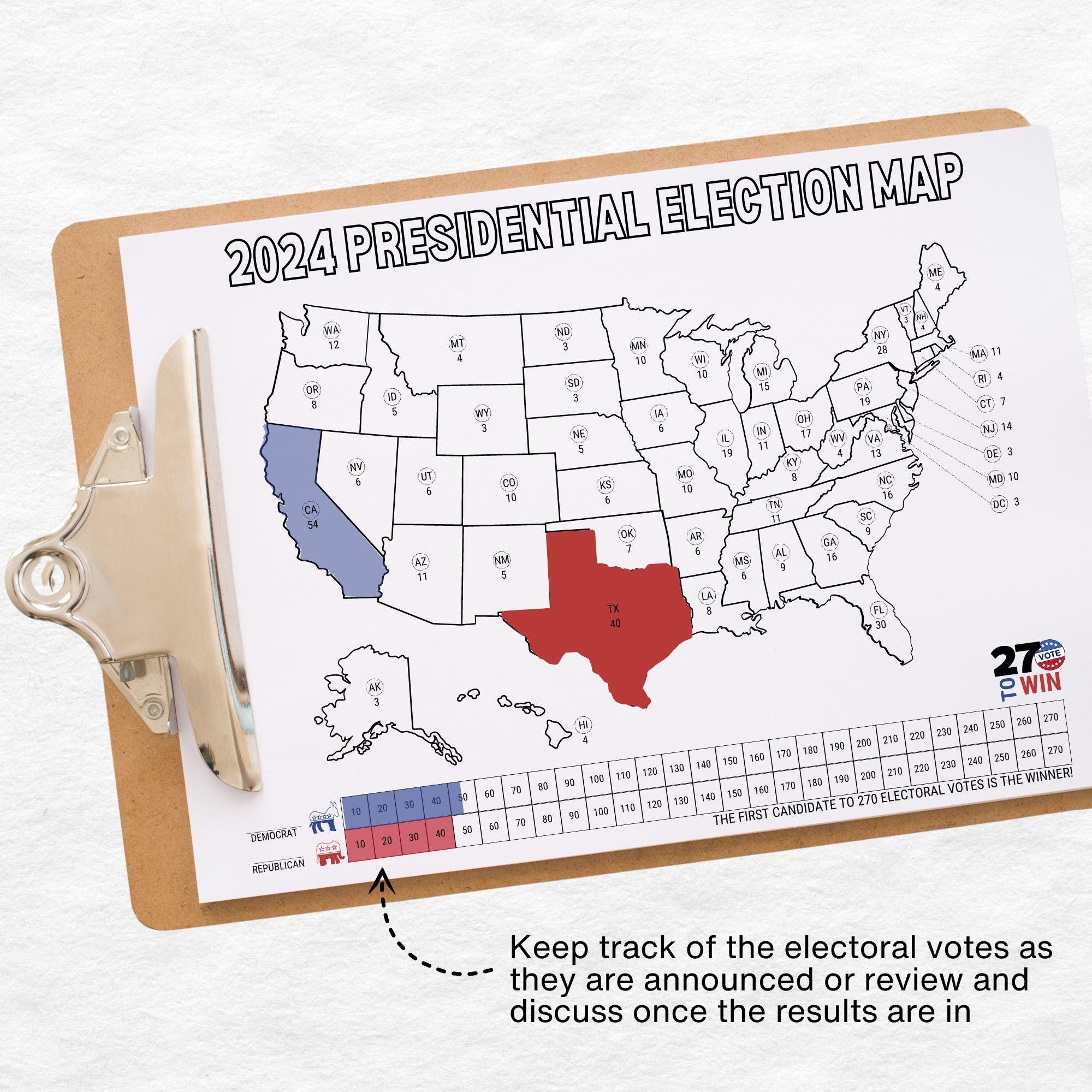 2024 Presidential Election Map I Vote Tracker Kids Activity Sheet And Coloring Page I Electoral College Map Printable For Election Night Etsy Ireland