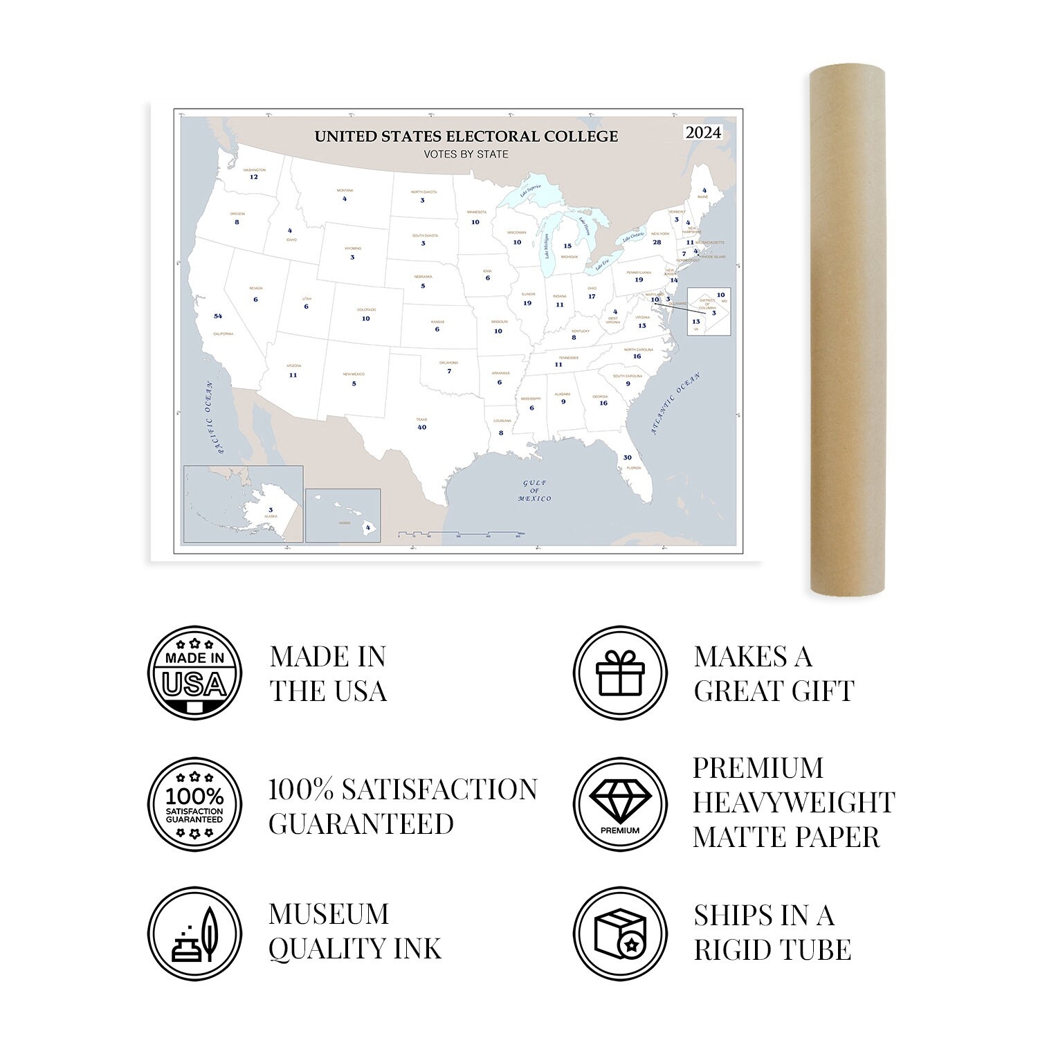 2024 Updated United States Electoral College Votes By State Map Poster Presidential Election Electoral College Poster Etsy de