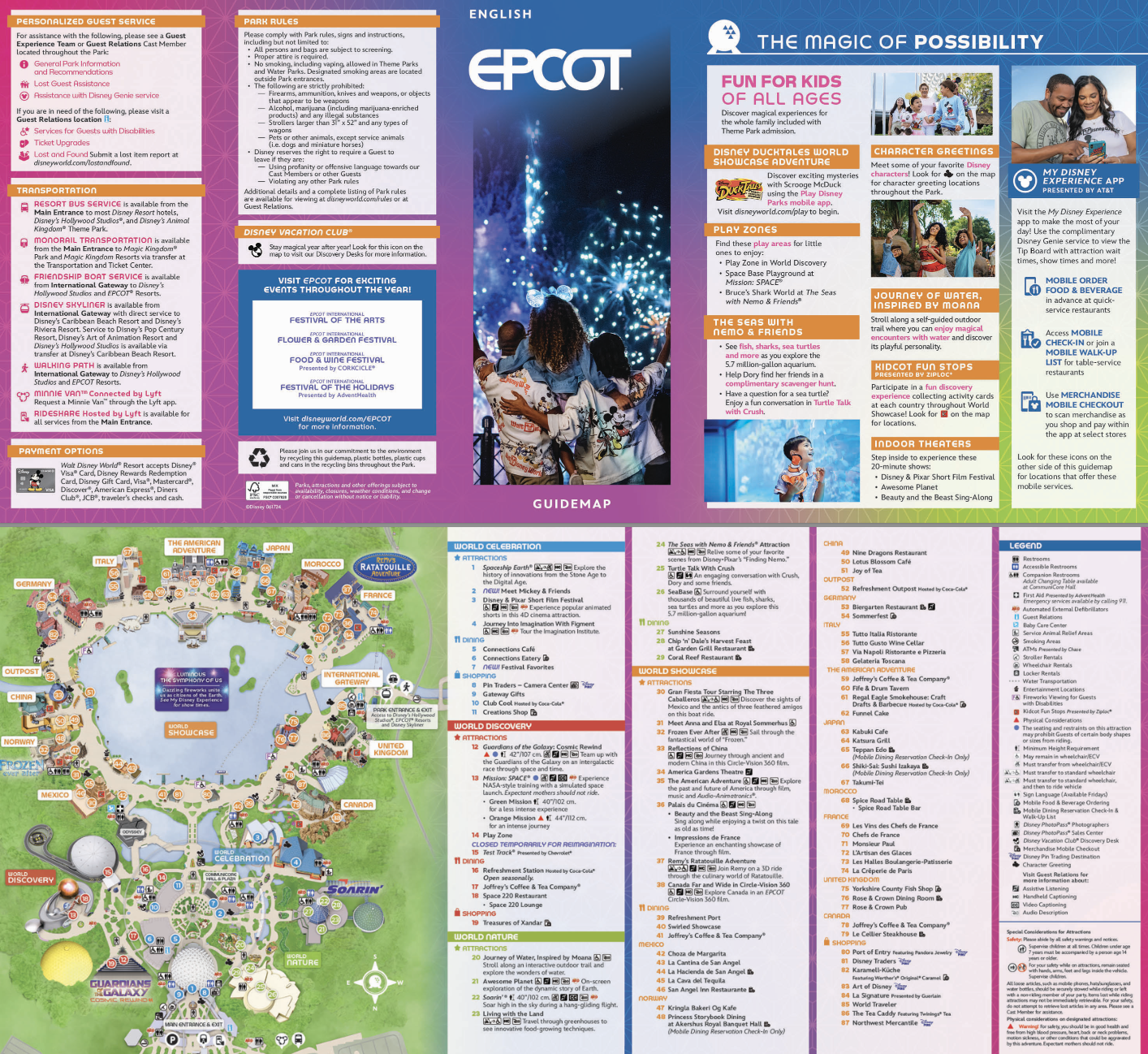 2025 EPCOT Map Of Disney World Printable PDF Details 