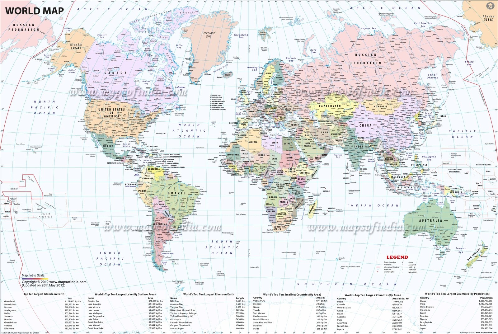 5 Large Printable World Map PDF Free Download