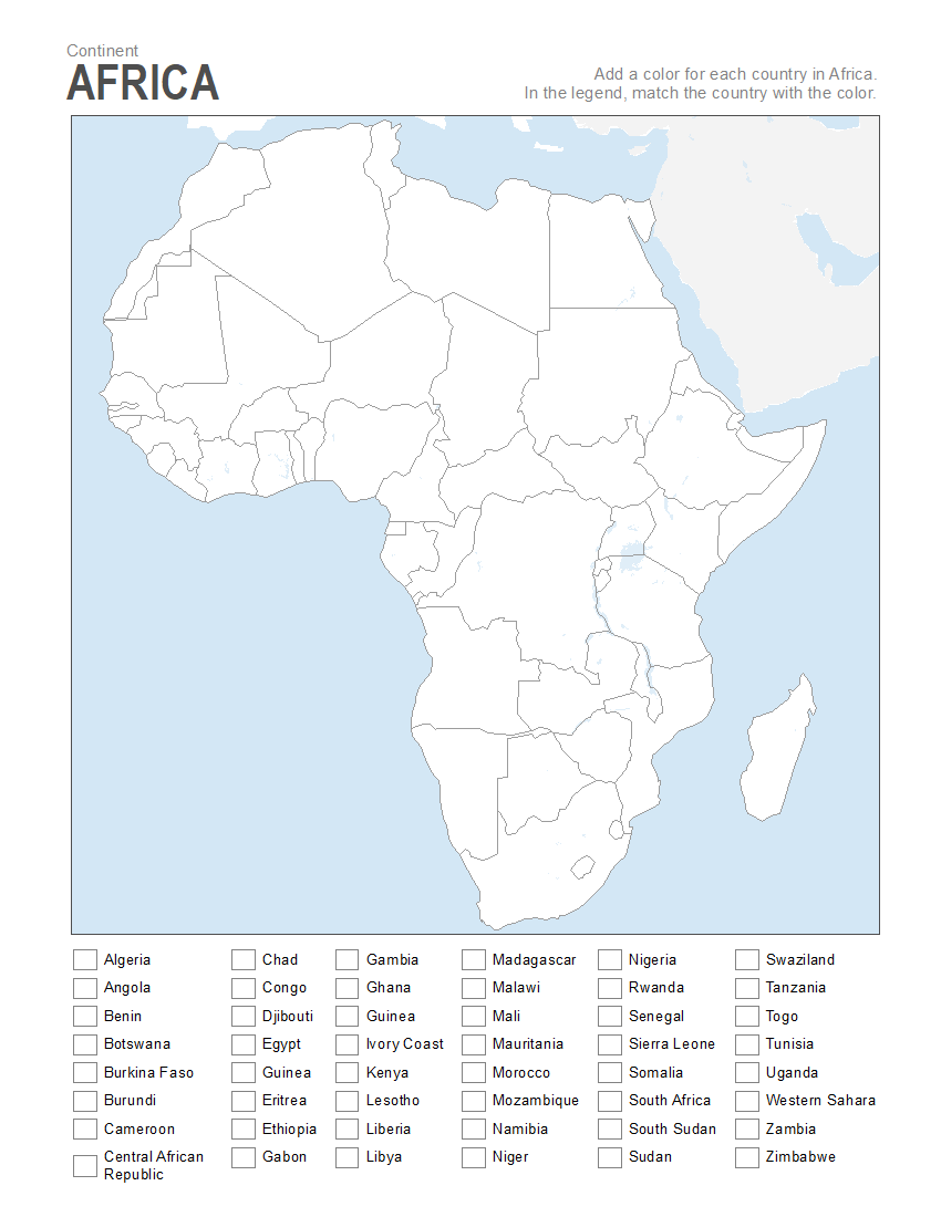 Blank Map Of Africa Printable