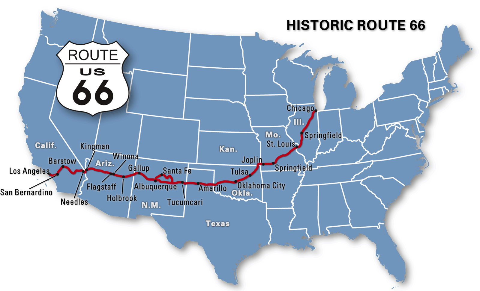 Route 66 Printable Map