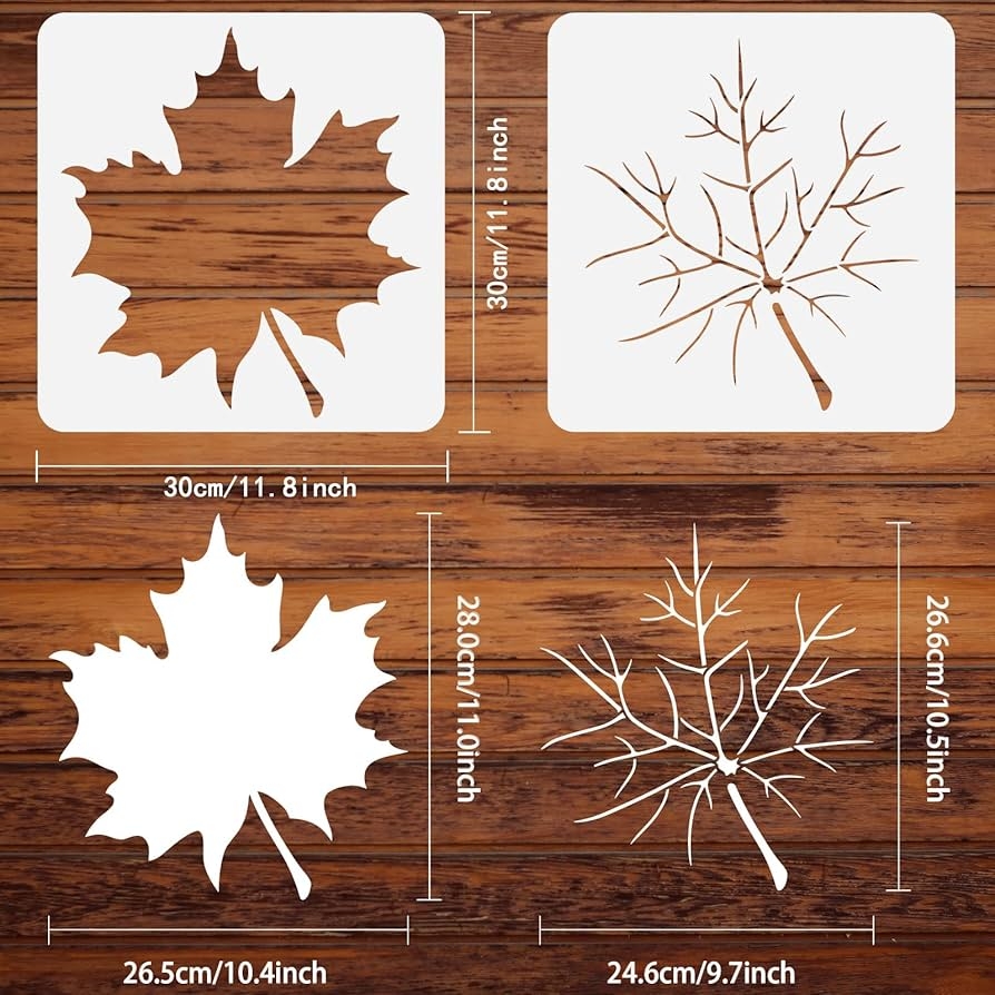 Amazon FINGERINSPIRE 2PCS Maple Leaf Stencils 11 8x11 8inch Large Layered Leaves Stencils Autumnn Plants Painting Templates Leaf With Laef Stem Stencil For Home Garden Farm Canvas Fabric Wood Clothes Arts Crafts