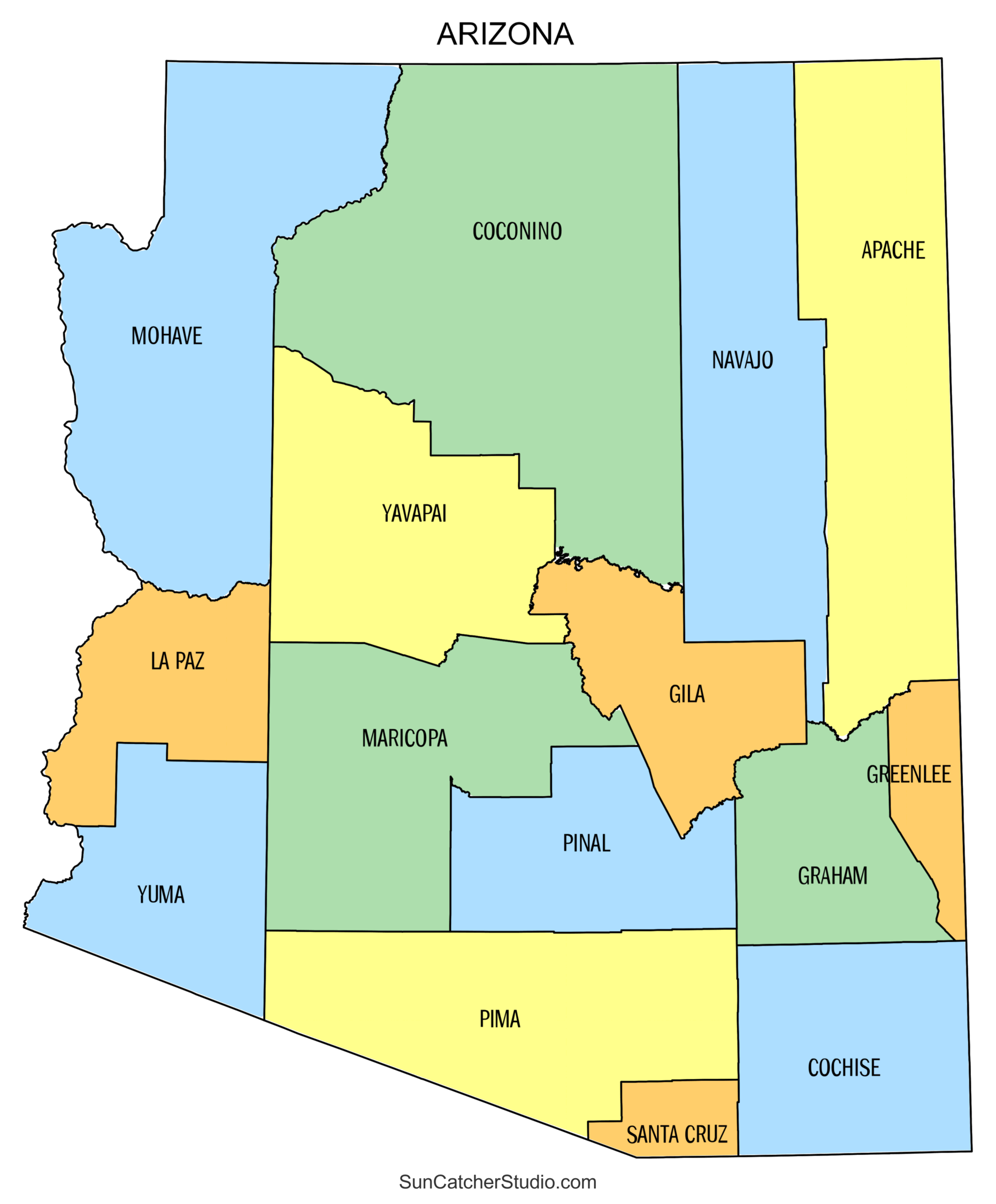 Arizona County Map Printable State Map With County Lines Free Printables Monograms Design Tools Patterns DIY Projects