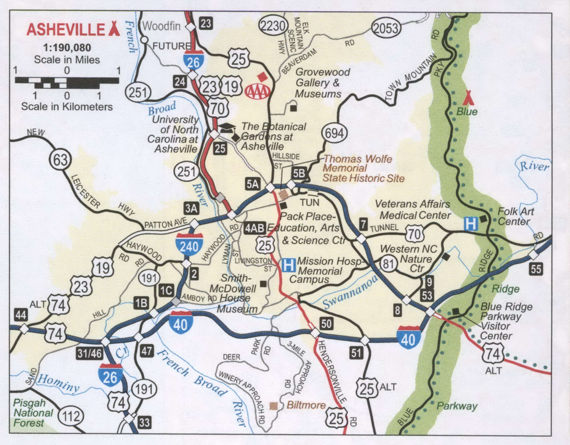 Asheville NC Roads Map Map Of Roads City Asheville And Surrounding Area