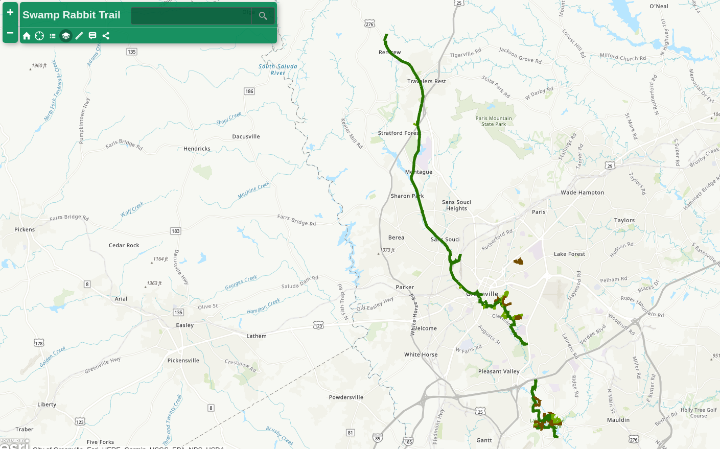 Printable Swamp Rabbit Trail Map