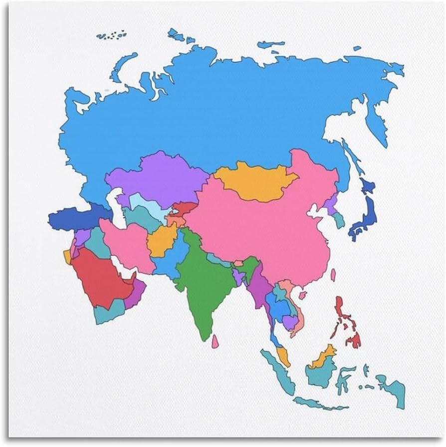 BITTU World Map Poster Asia Map With Divisions Decorative Painting Canvas Wall Art Picture Family Bedroom Decor 70x70cm Amazon de Home Kitchen