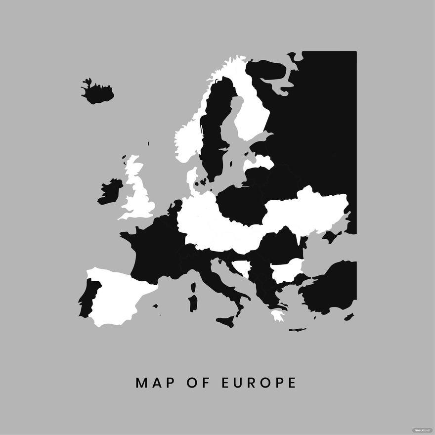 Black And White Europe Map Vector In Illustrator SVG JPG EPS PNG Download Template