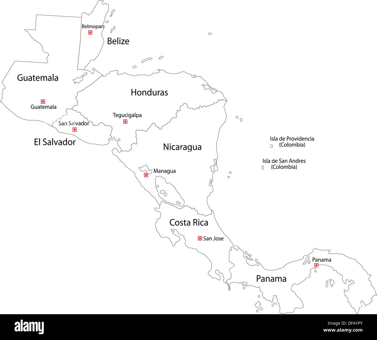 Central America Map Cut Out Stock Images Pictures Alamy