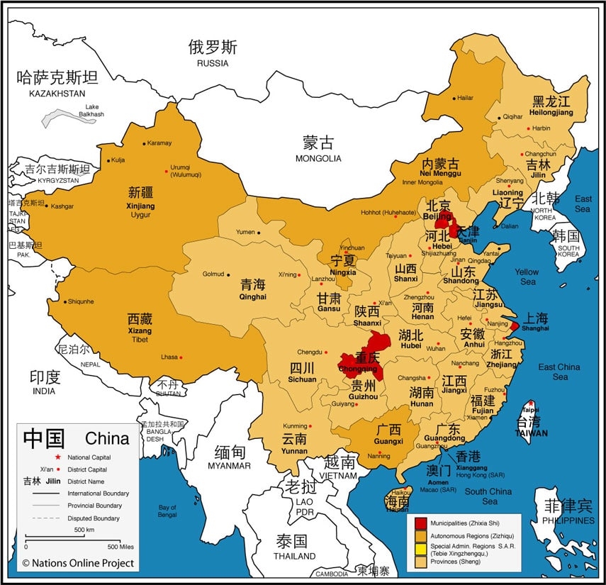China Provinces Map including Blank China Provinces Map China Mike