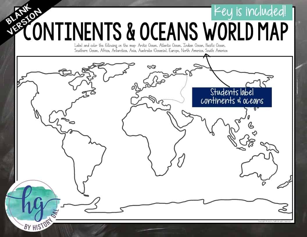 Printable Blank Map Of The Continents And Oceans