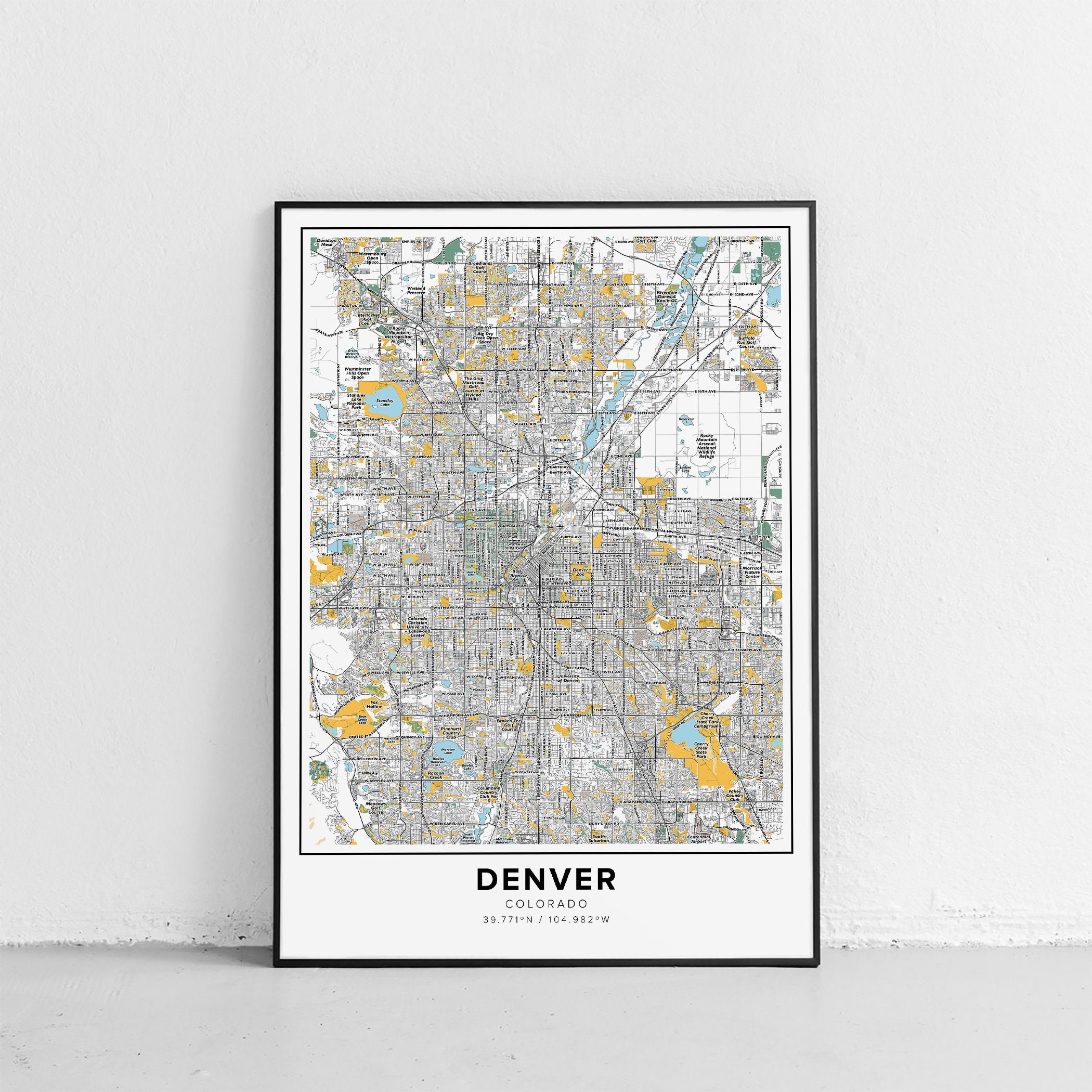 Denver Map Print Street Names Denver Print Printable Map Of Denver City Map Art Denver Colorado Map Art Travel Gift Poster Etsy Australia