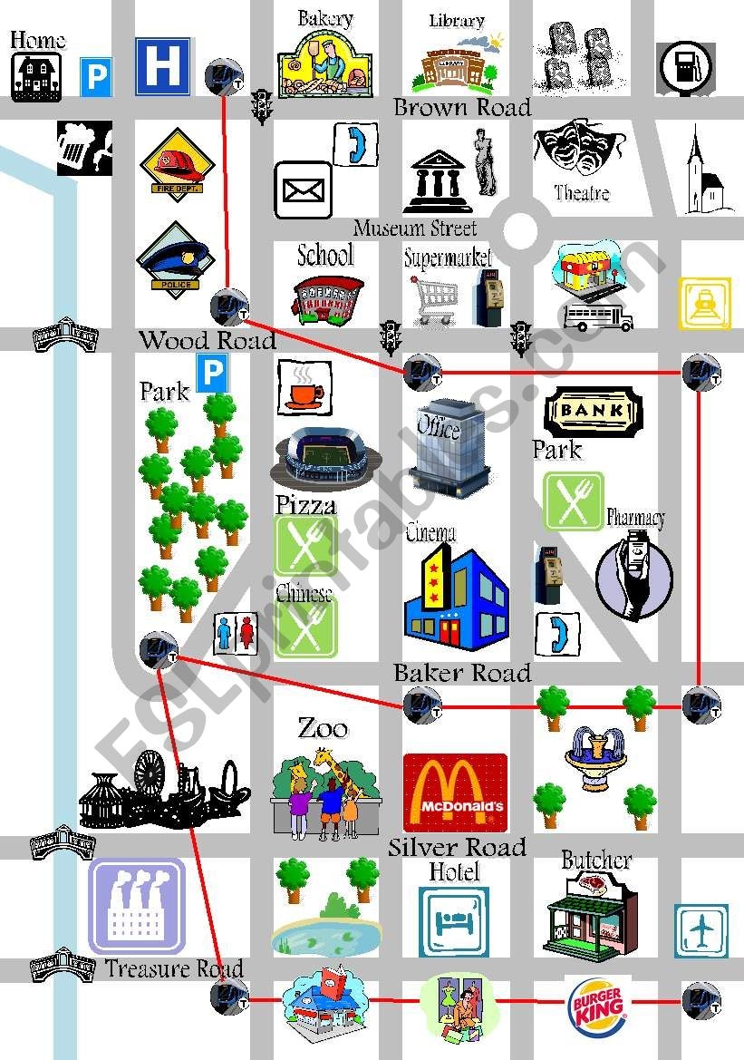 Directions Map ESL Worksheet By Sir hc