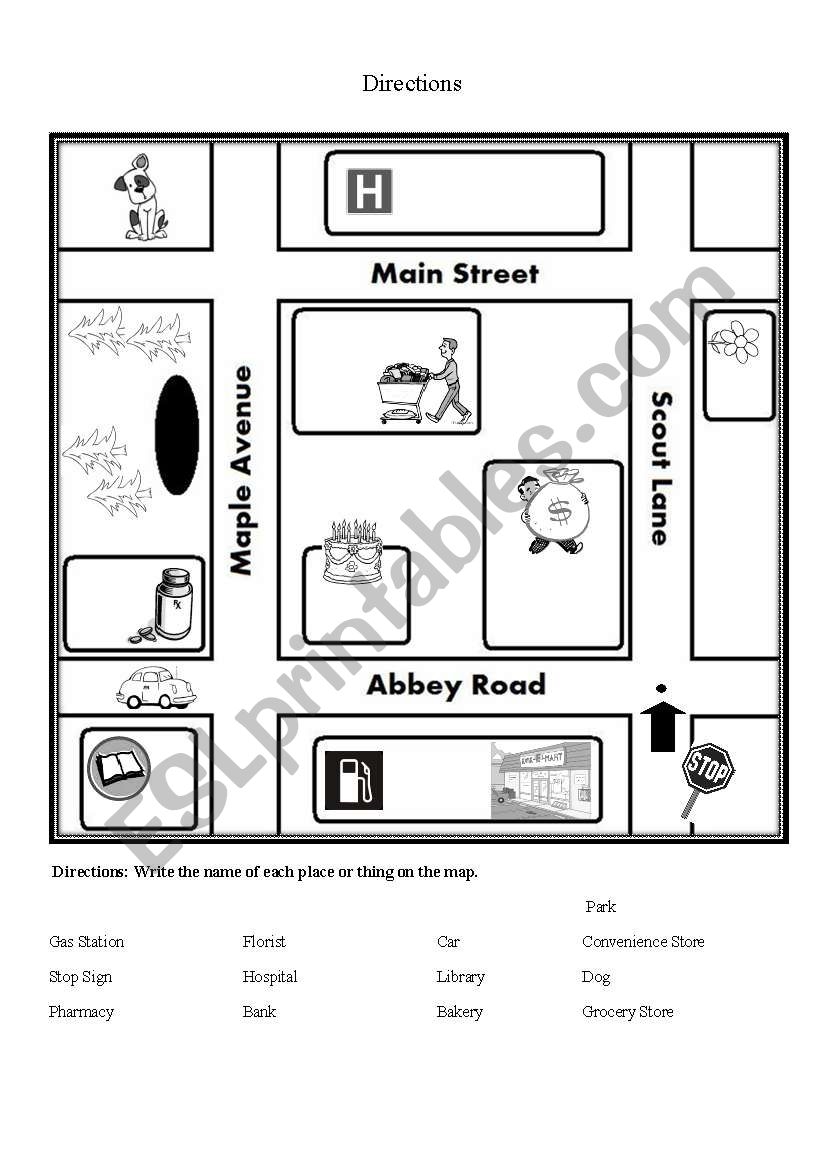 Directions With Map ESL Worksheet By Melester