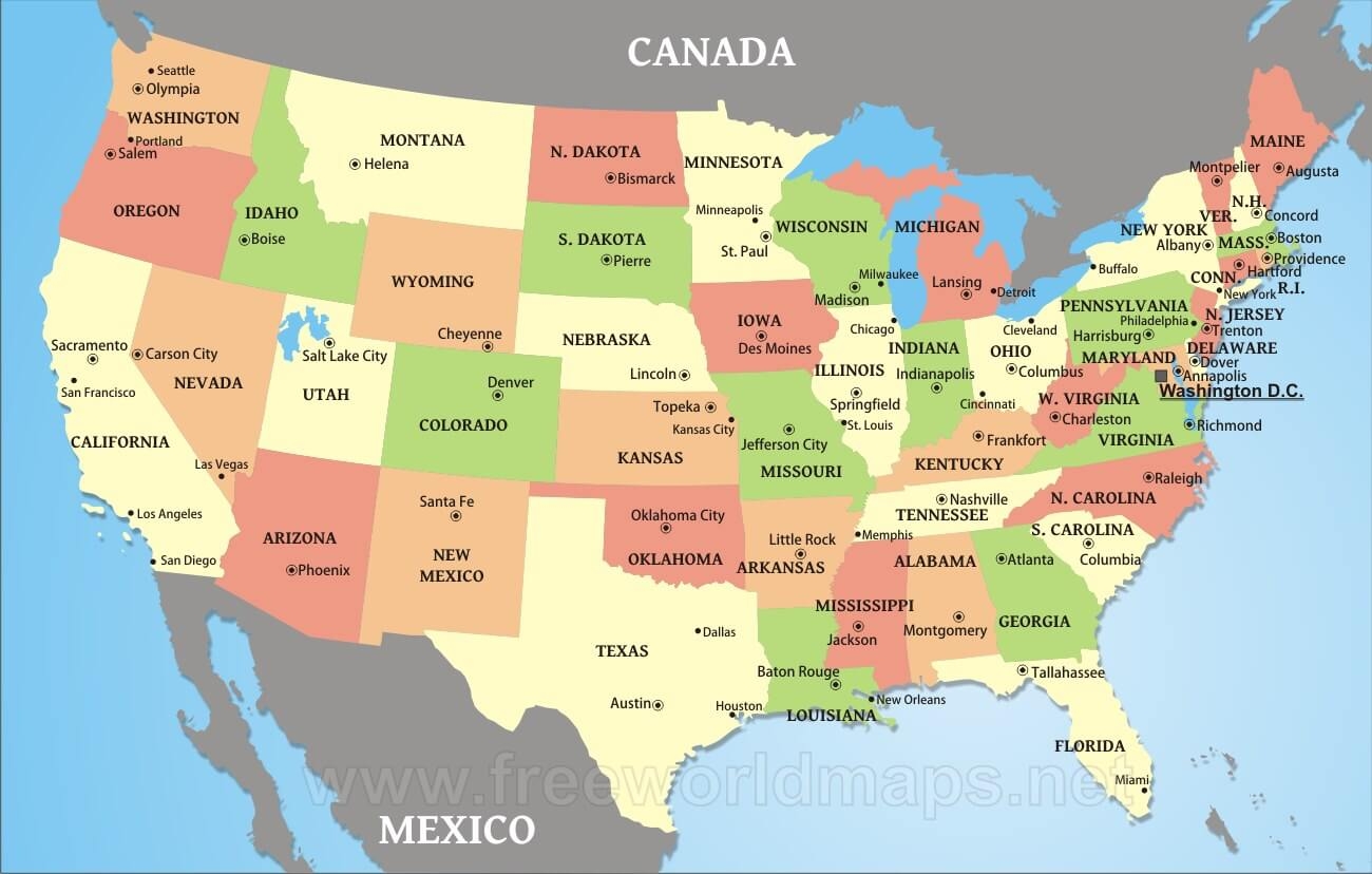 Free Printable Map Of The United States Pdf